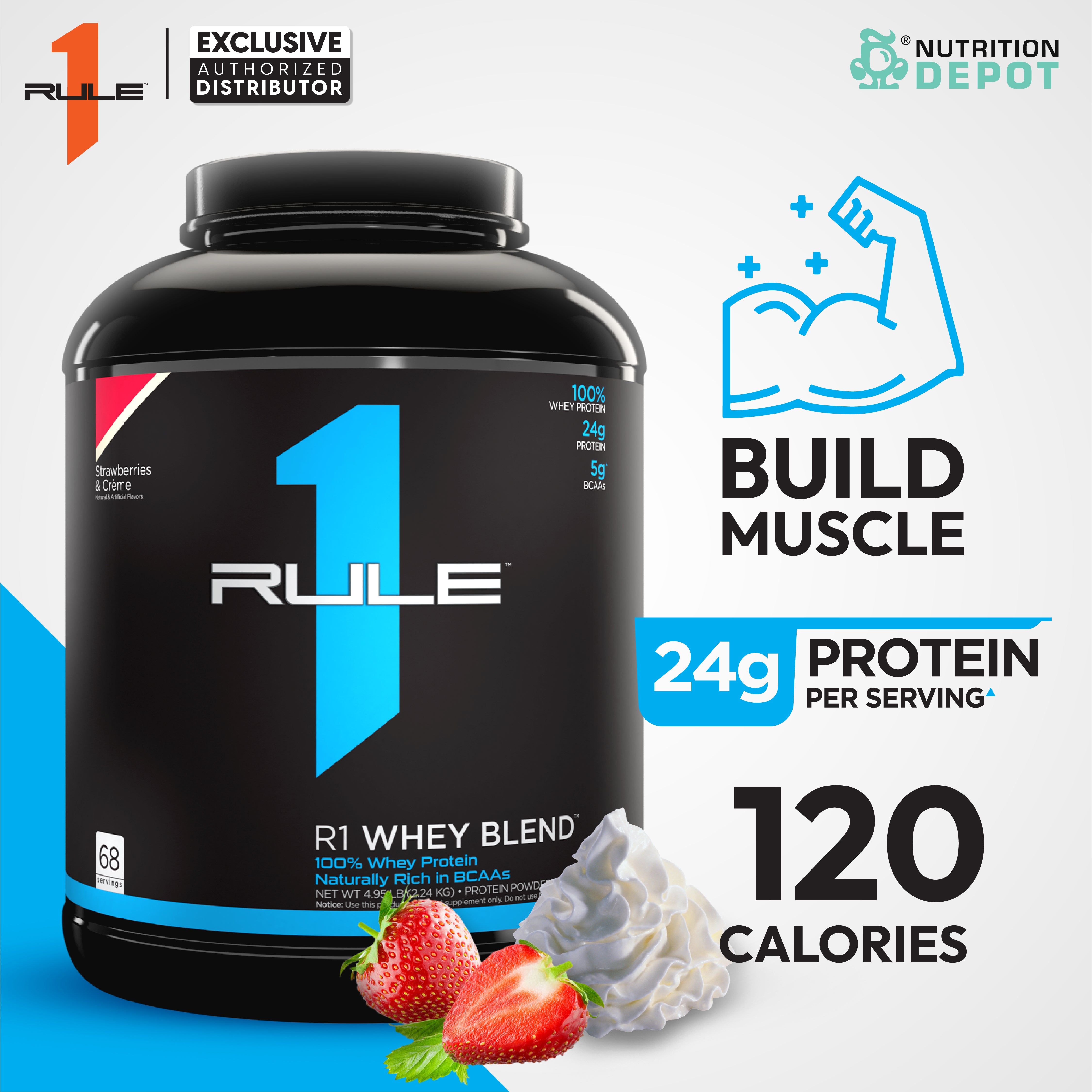 Rule1 Whey Blend 5lb - Strawberries & Creme เวย์โปรตีนเสริมสร้างกล้ามเนื้อ