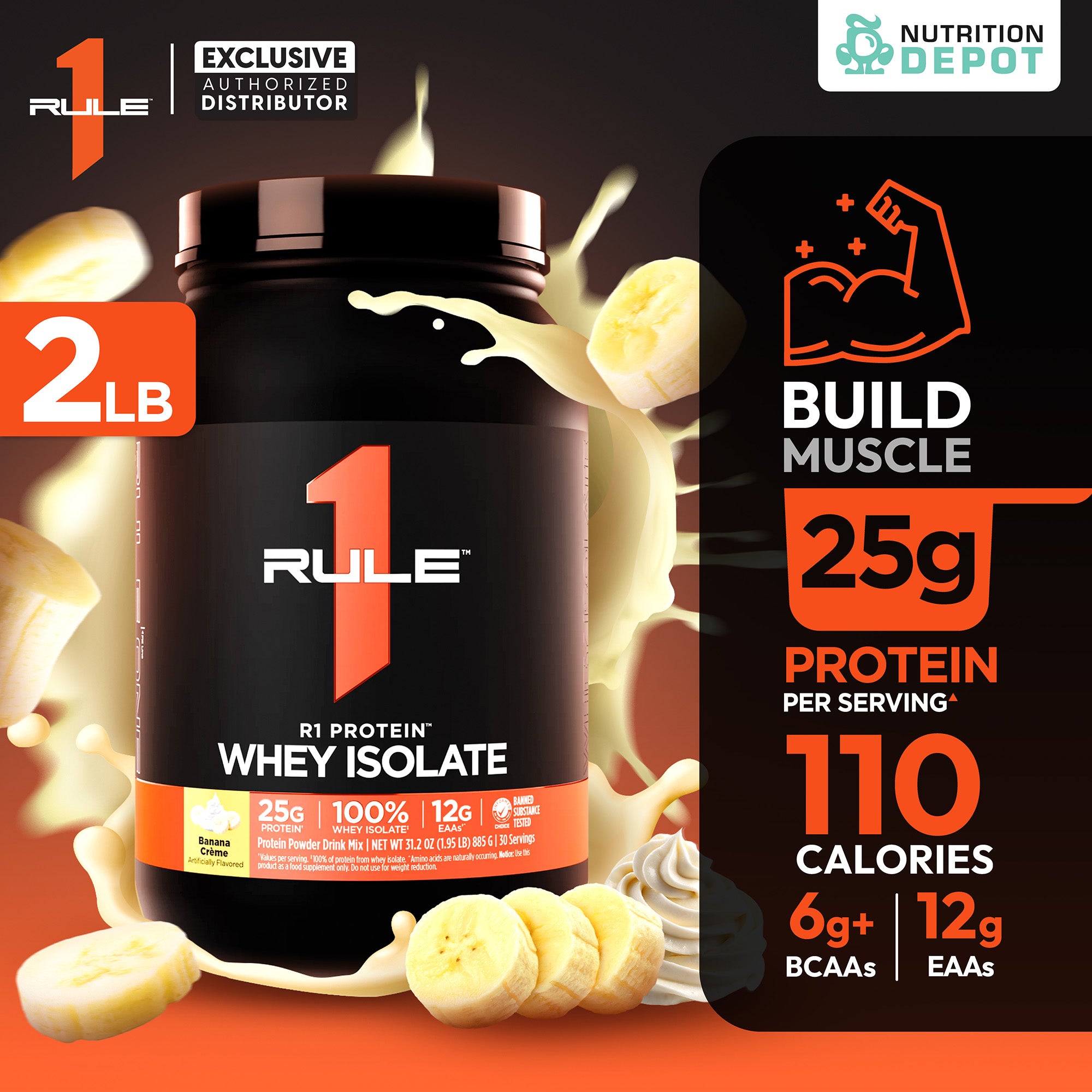 Rule1 Protein 2lb - Banana Cream เวย์โปรตีนเสริมสร้างกล้ามเนื้อ