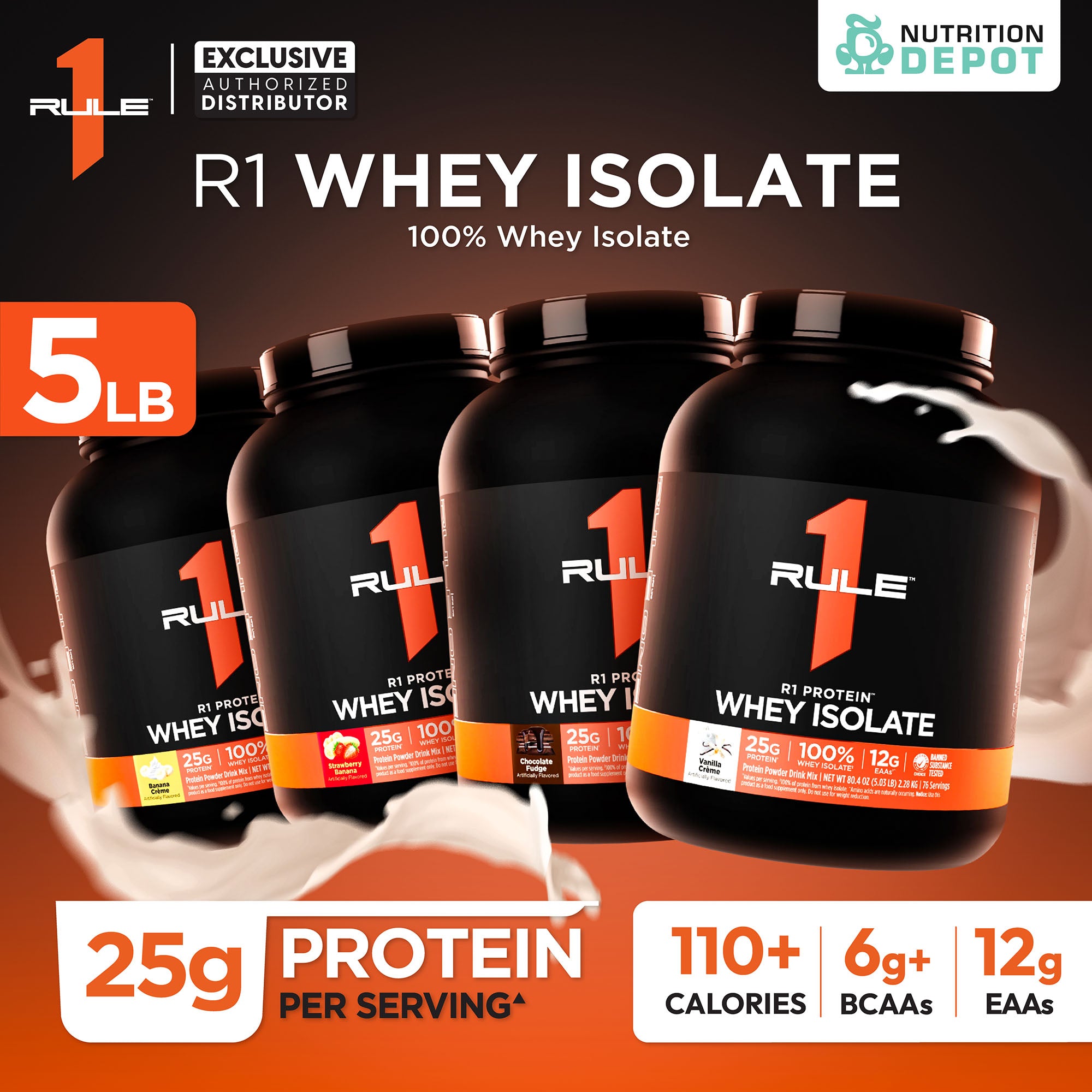 Rule1 Protein 5lb - Banana Cream  เวย์โปรตีนเสริมสร้างกล้ามเนื้อ