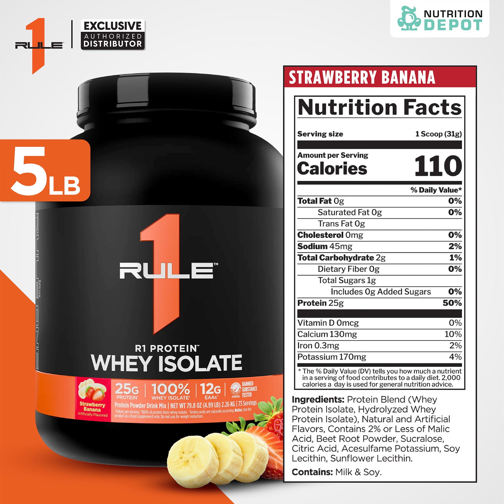 Rule1 Protein 5lb - Strawberry Banana