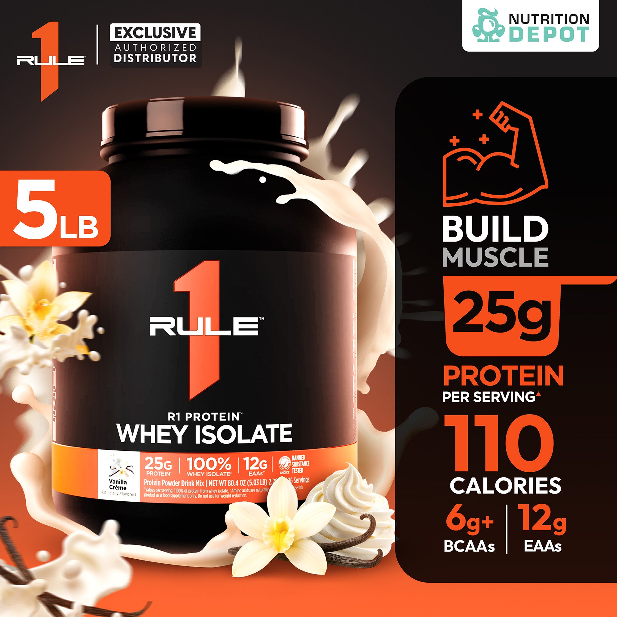 Rule1 Protein 5lb - Vanilla Crème เวย์โปรตีนเสริมสร้างกล้ามเนื้อ