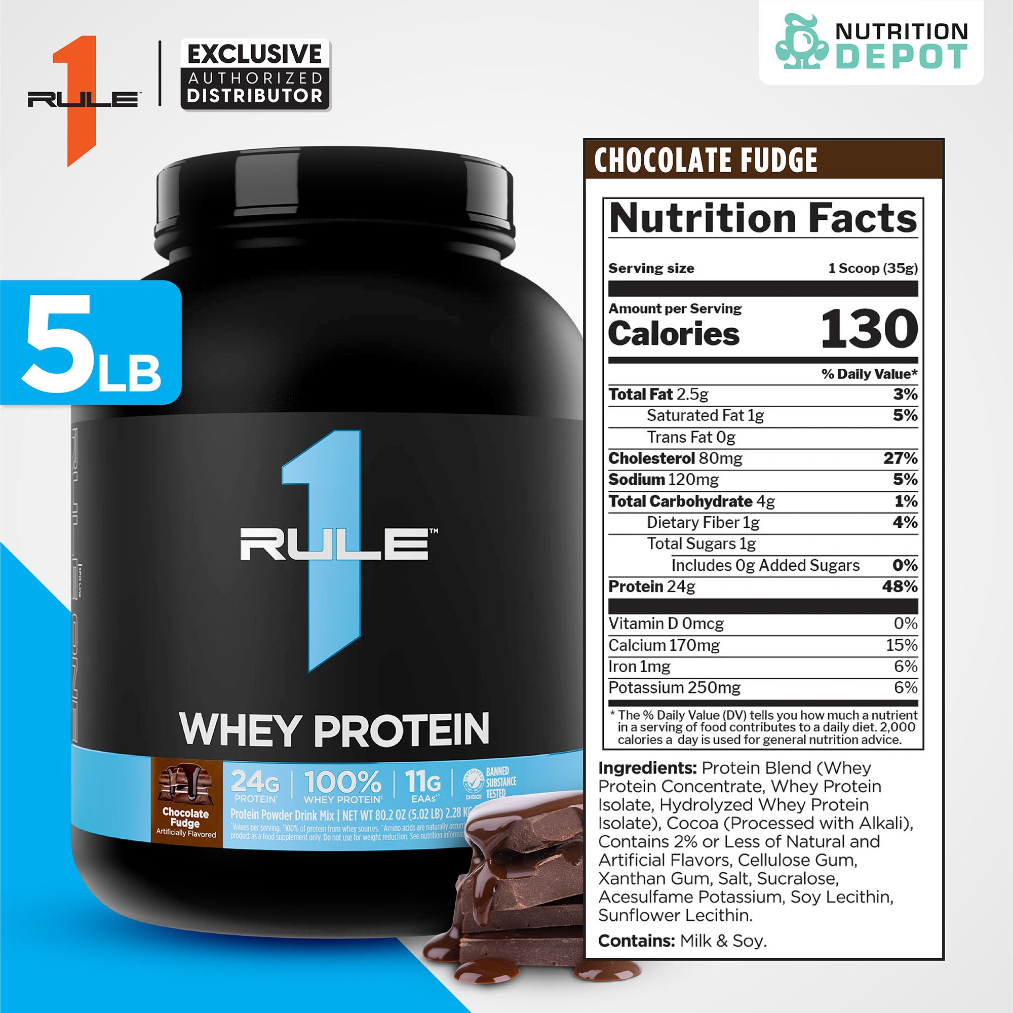 (BBF.07 MAR 26) Rule1 Whey Blend 5lb - Chocolate Fudge เวย์โปรตีนเสริมสร้างกล้ามเนื้อ