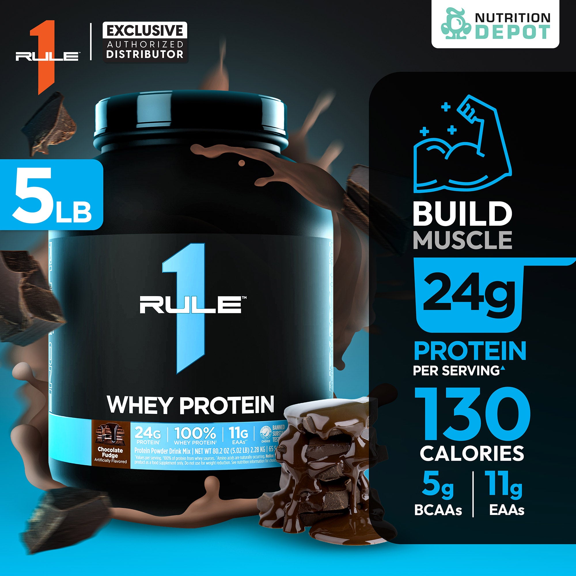 Rule1 Whey Blend 5lb - Chocolate Fudge เวย์โปรตีนเสริมสร้างกล้ามเนื้อ