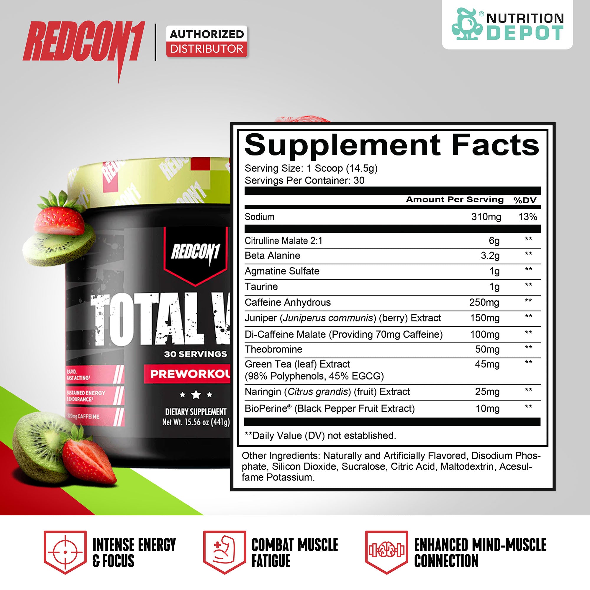 Redcon1 Total War - Strawberry Kiwi 30 Servings
