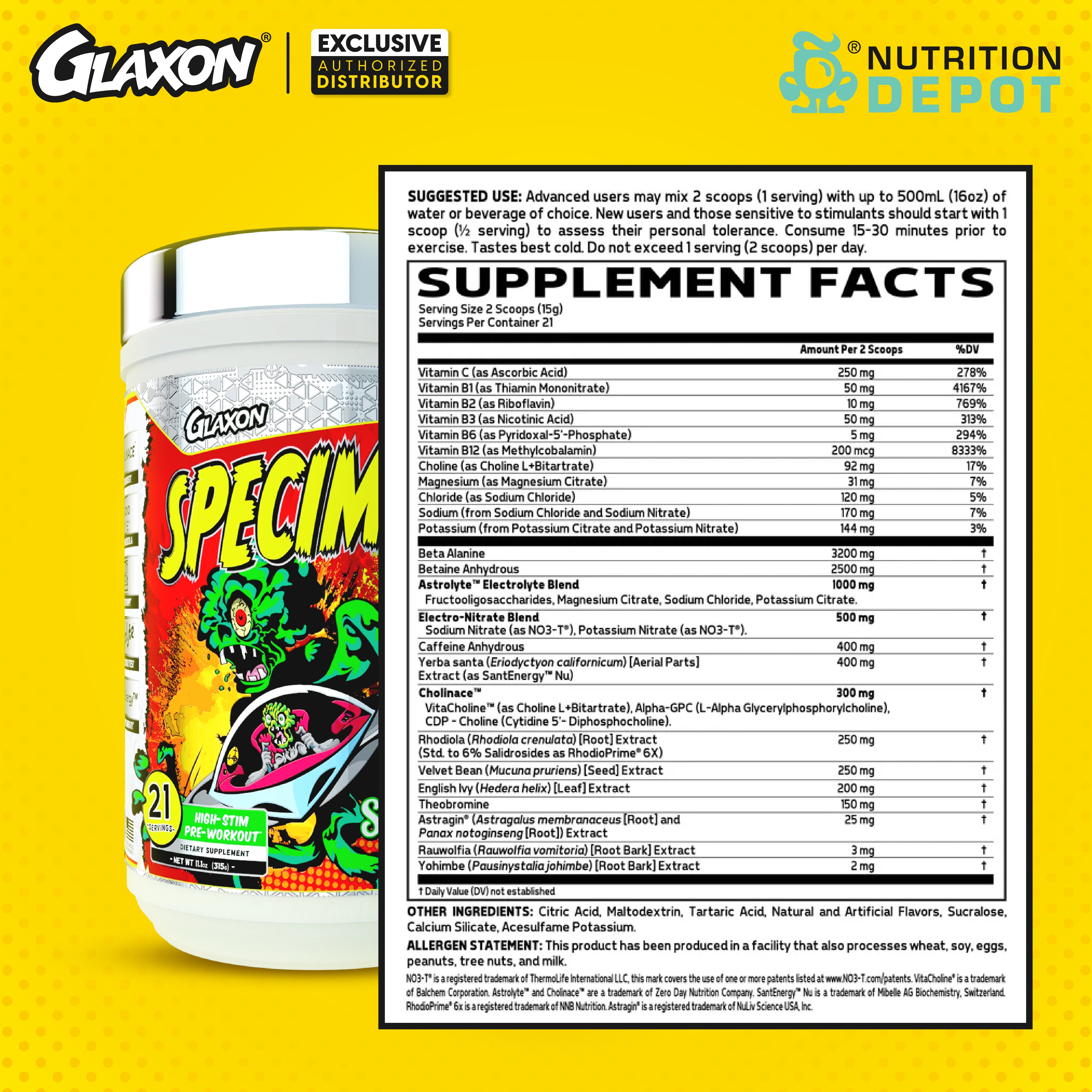 Glaxon Specimen Max 21 Servings - Strawberry Kiwi