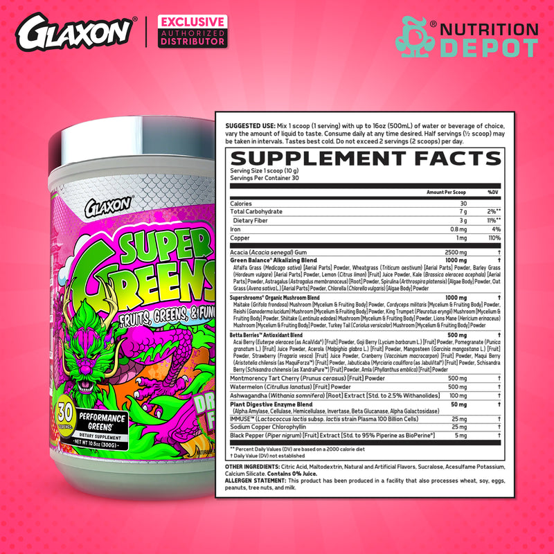 Glaxon Supergreens V3 30 Servings - Dragon Fruit (ผักผลไม้รวมชนิดผง)