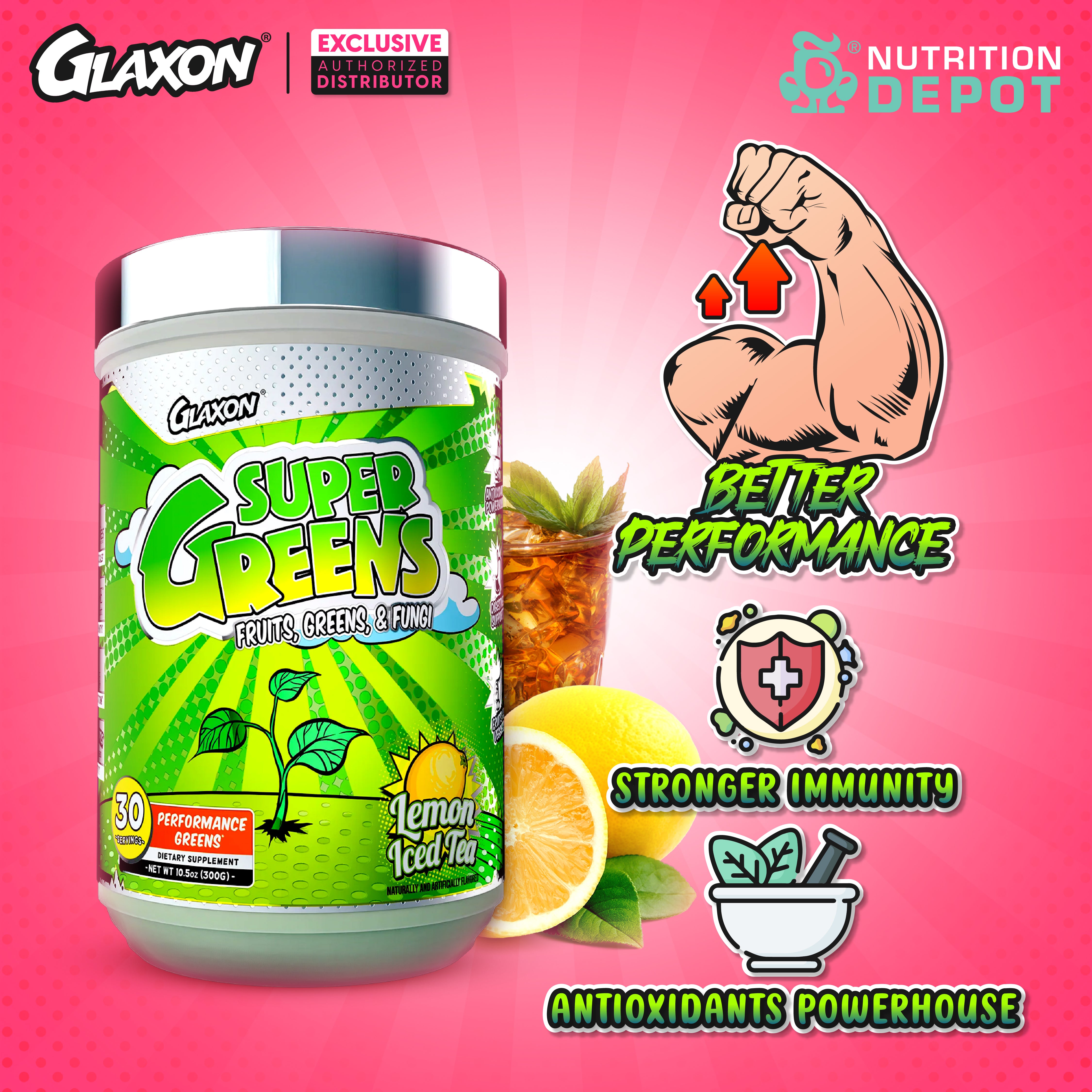 Glaxon Supergreens V3 30 Servings - Lemon Iced Tea (ผักผลไม้รวมชนิดผง)