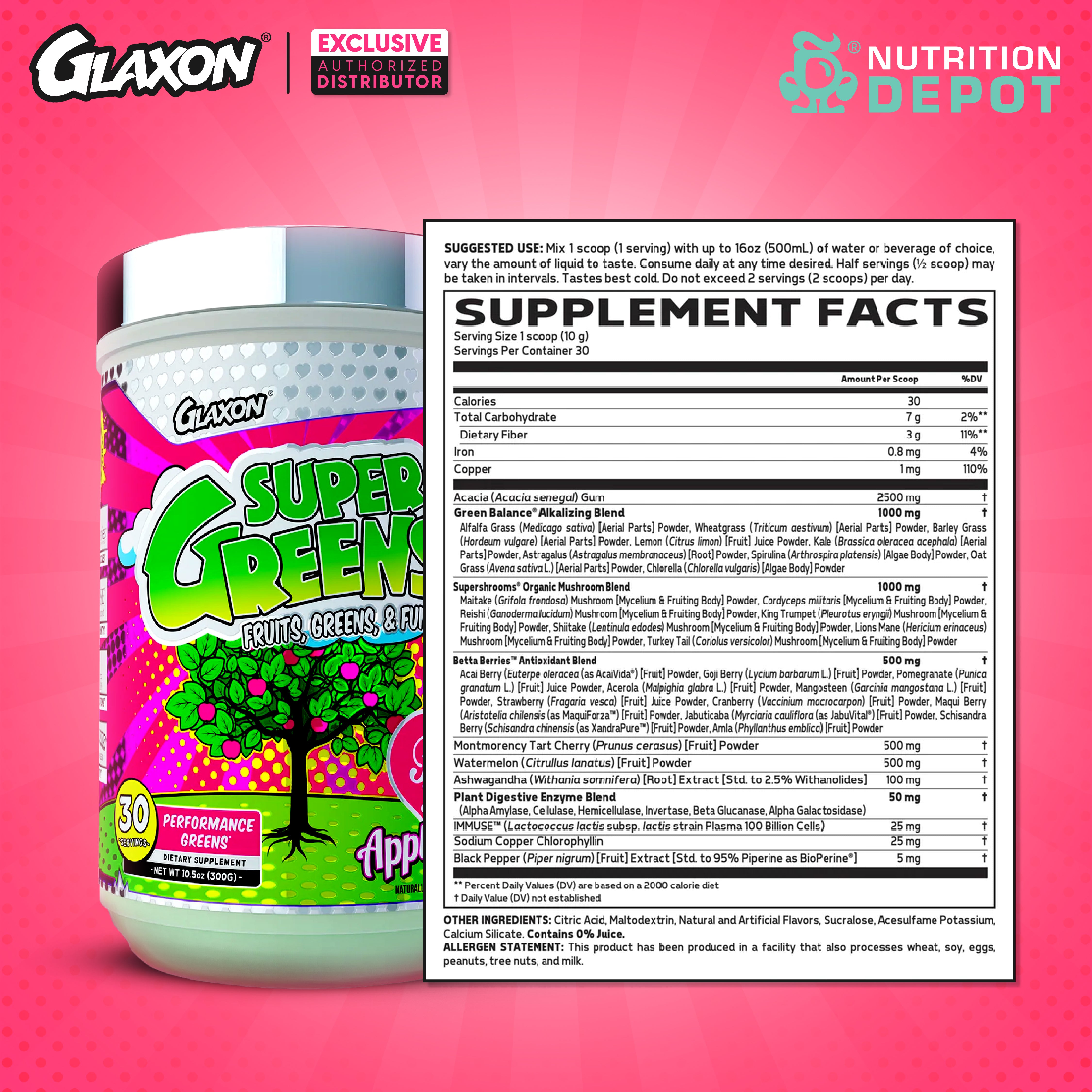 Glaxon Supergreens V3 30 Servings - Pink Lady Apple (ผักผลไม้รวมชนิดผง)