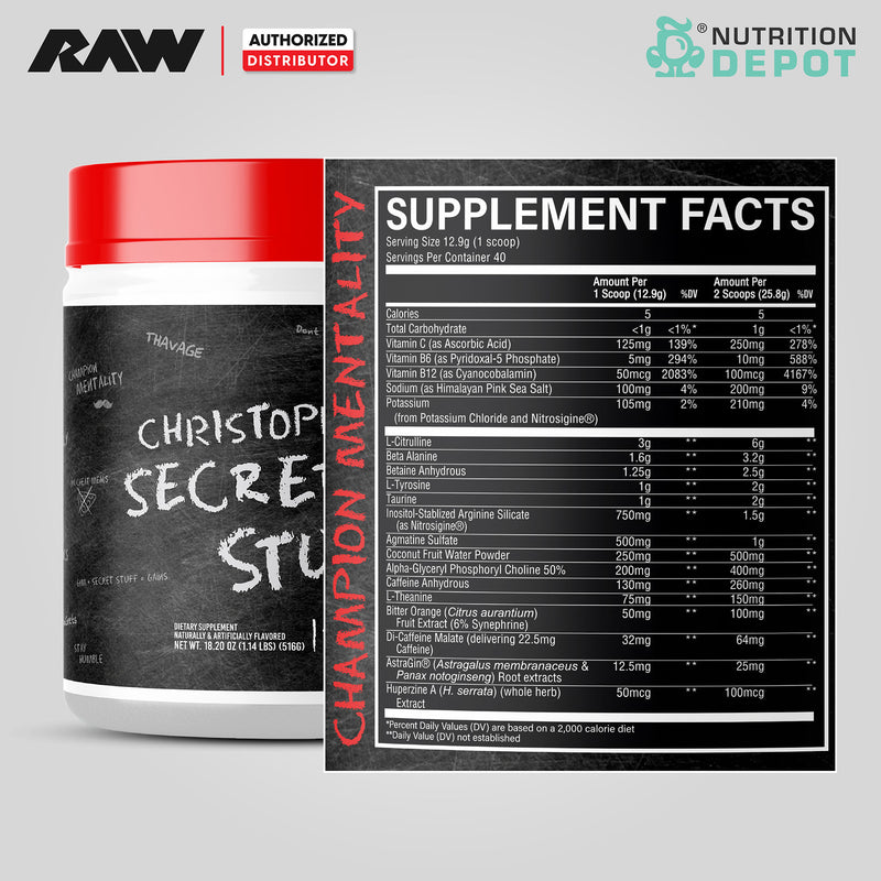 Raw Nutrition CBUM Thavage (Pre-Workout) - Christopher Secret Stuff