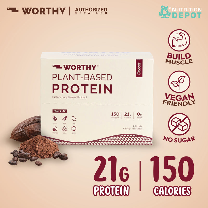 Buy 1 Get 1 Free!! Worthy Plant-Based Protein Cocoa เวิร์ทตี้ แพลนท์เบสโปรตีน รสโกโก้ แบบ Week Box Set