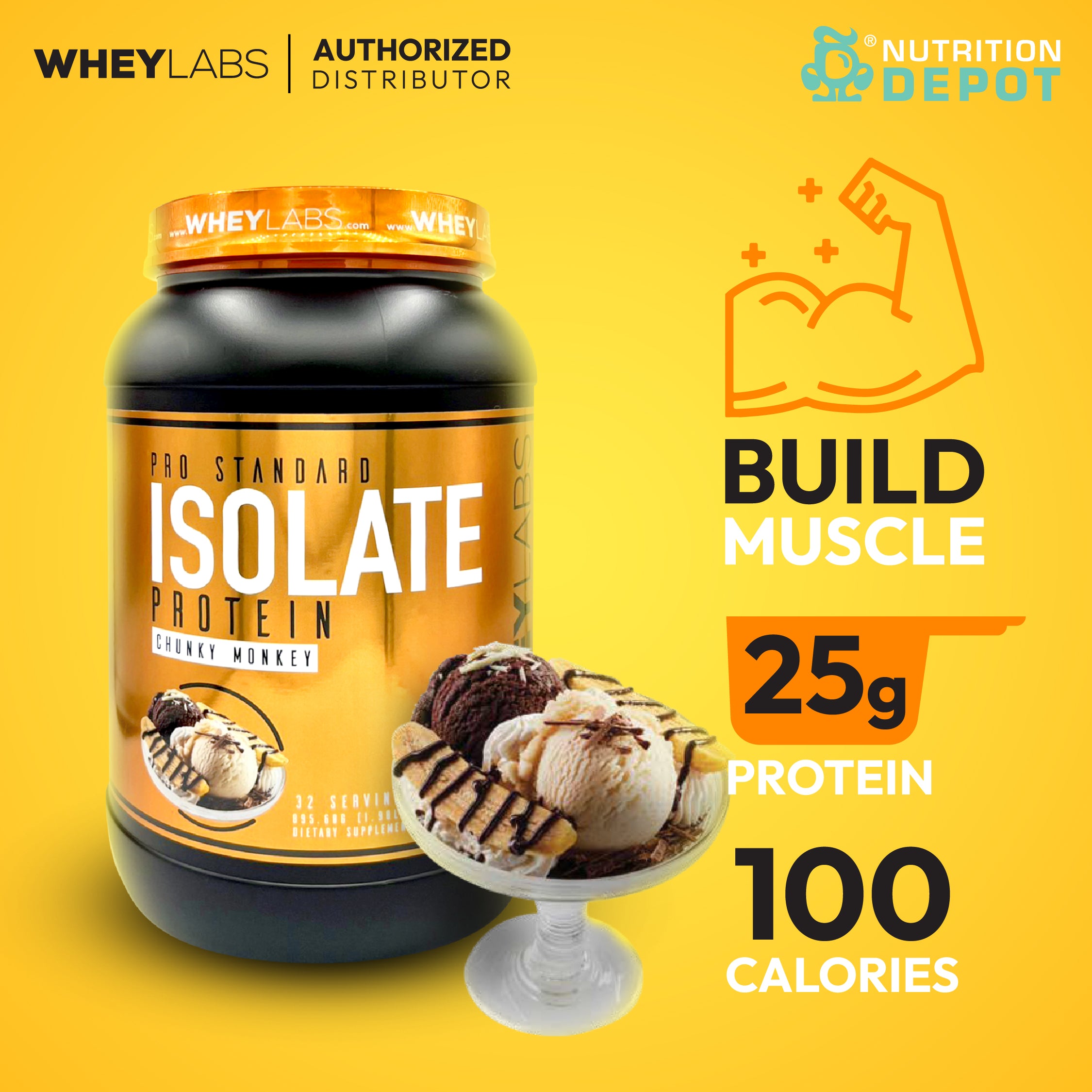 Whey Labs 100% Isolate Whey Protein 2 lbs - Chunky Monkey เวย์โปรตีนเสริมสร้างกล้ามเนื้อ