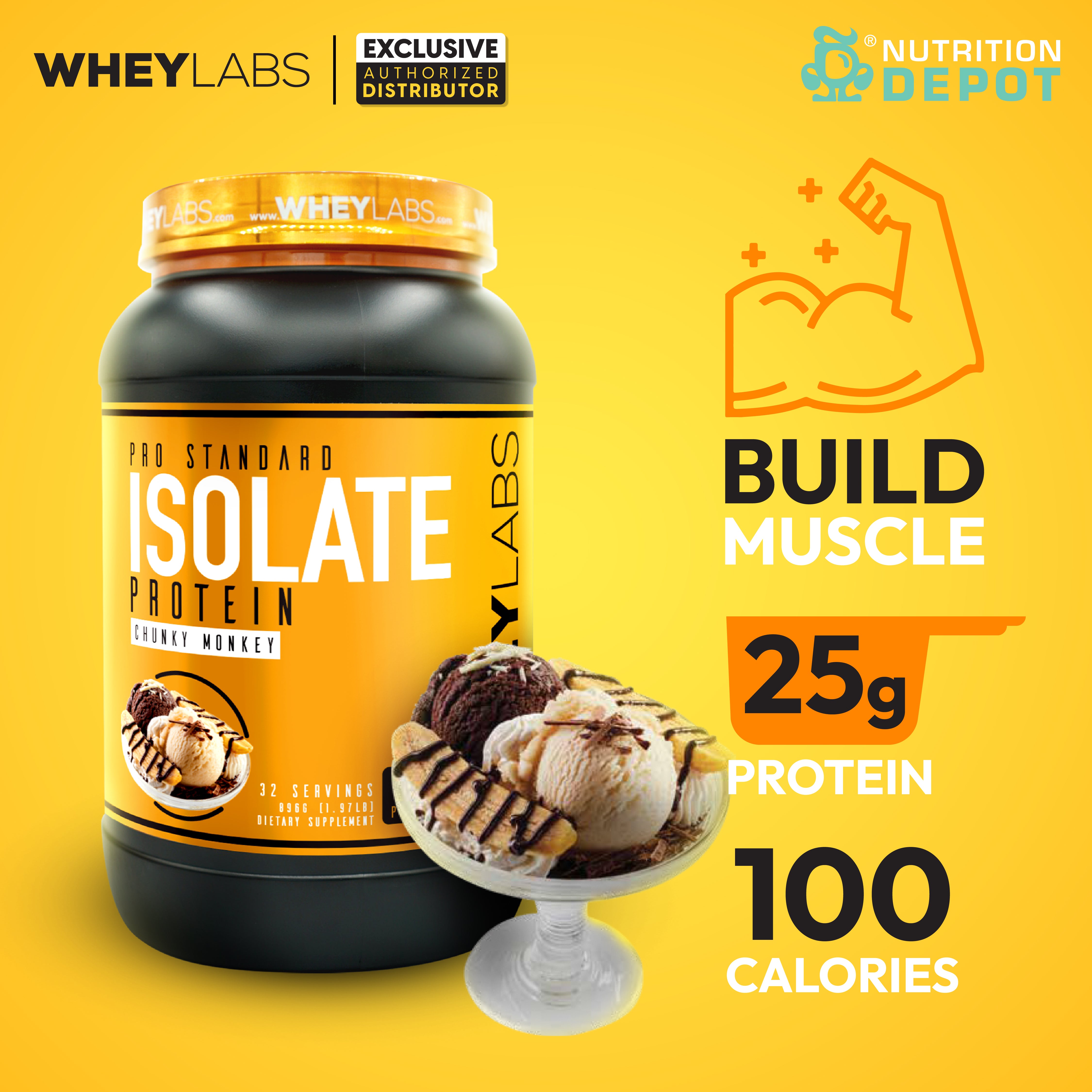 Whey Labs 100% Isolate Whey Protein 2 lbs - Chunky Monkey เวย์โปรตีนเสริมสร้างกล้ามเนื้อ