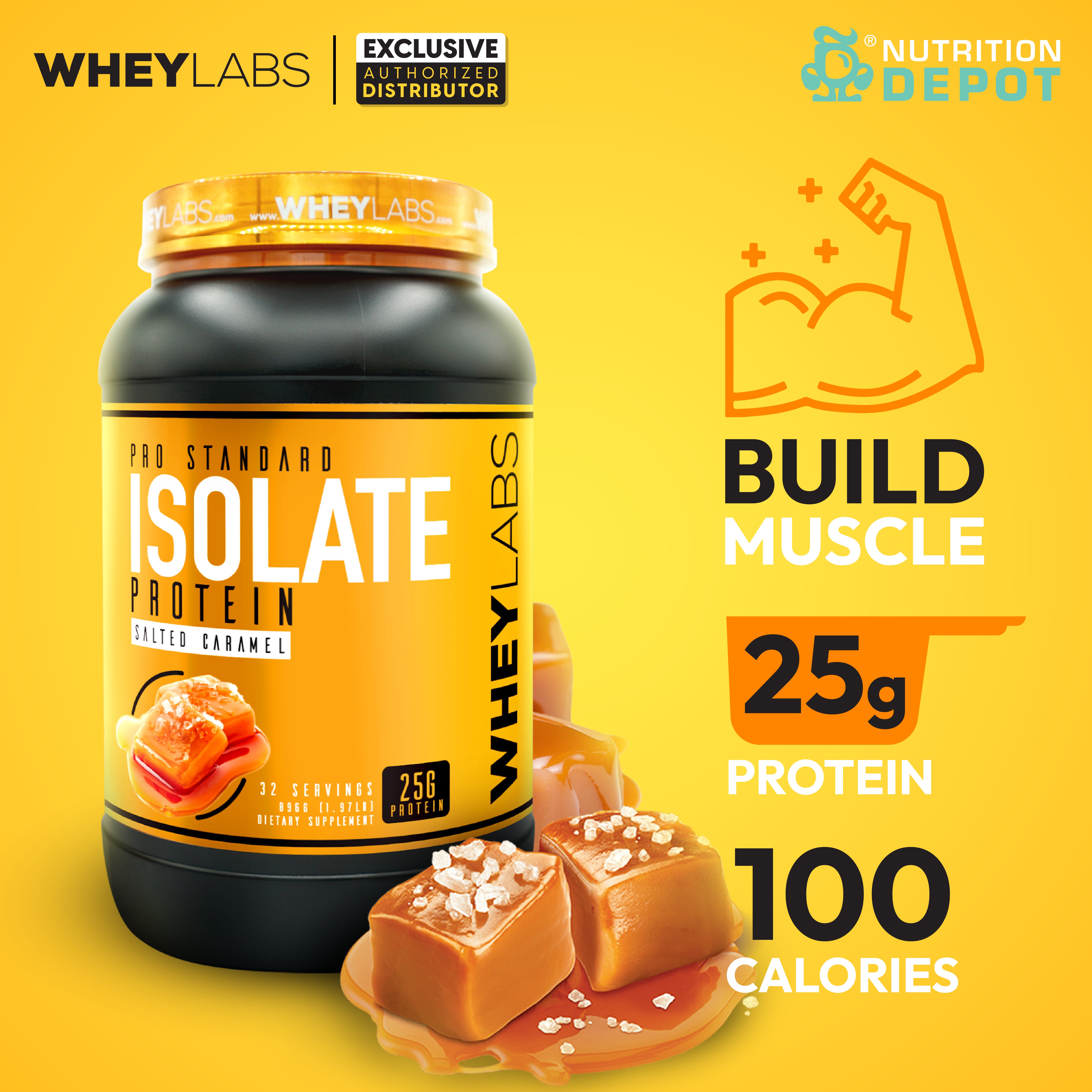 Whey Labs 100% Isolate Whey Protein 2lbs - Salted Caramel เวย์โปรตีนเสริมสร้างกล้ามเนื้อ