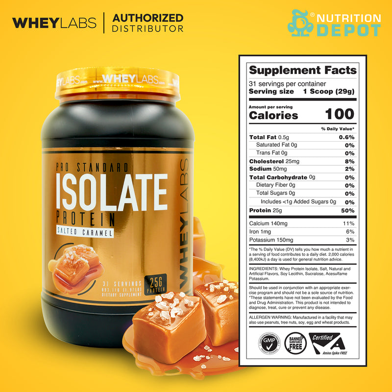Whey Labs 100% Isolate Whey Protein 2lbs - Salted Caramel เวย์โปรตีนเสริมสร้างกล้ามเนื้อ