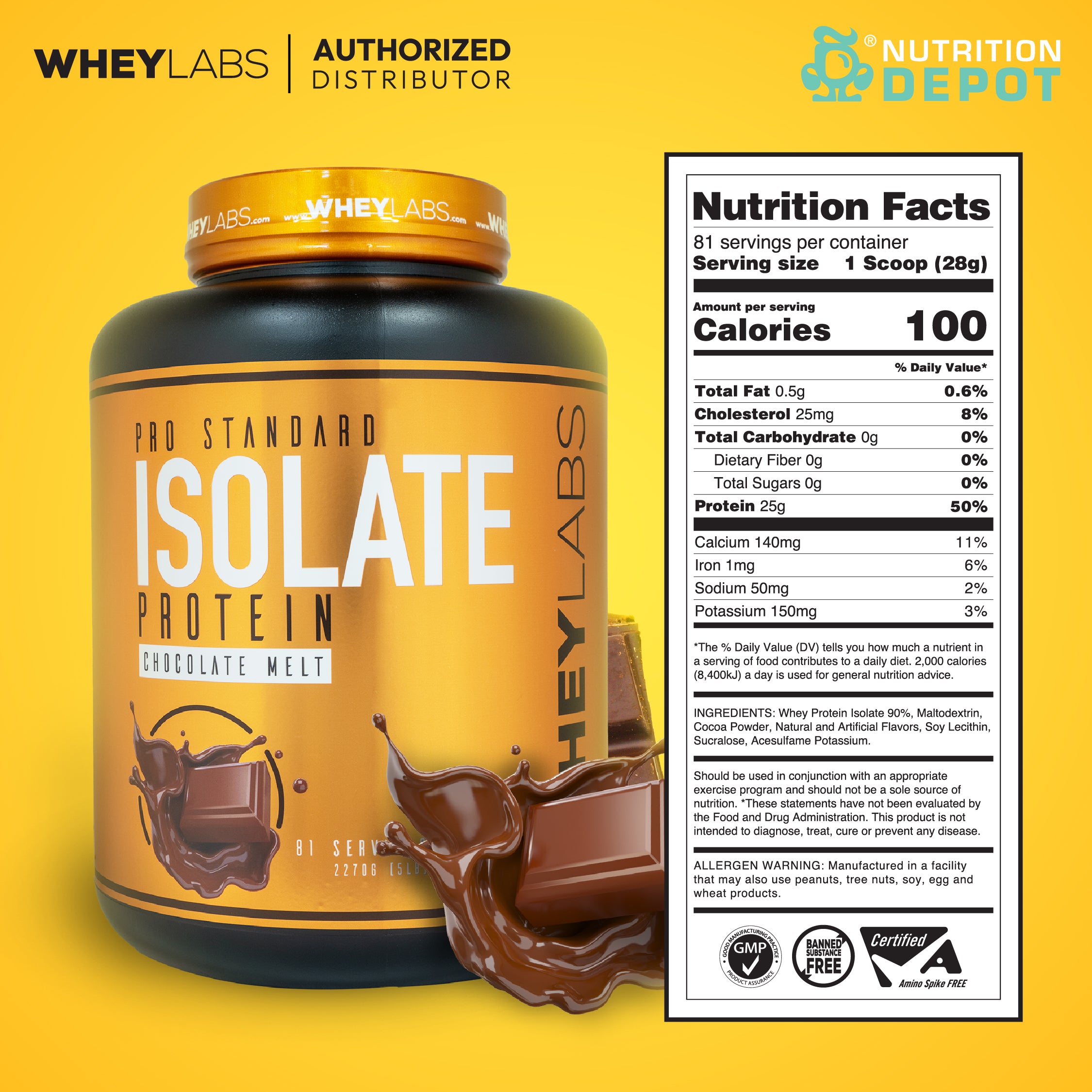 Whey Labs 100% Isolate 5 lbs- Chocolate Melt เวย์โปรตีนเสริมสร้างกล้ามเนื้อ