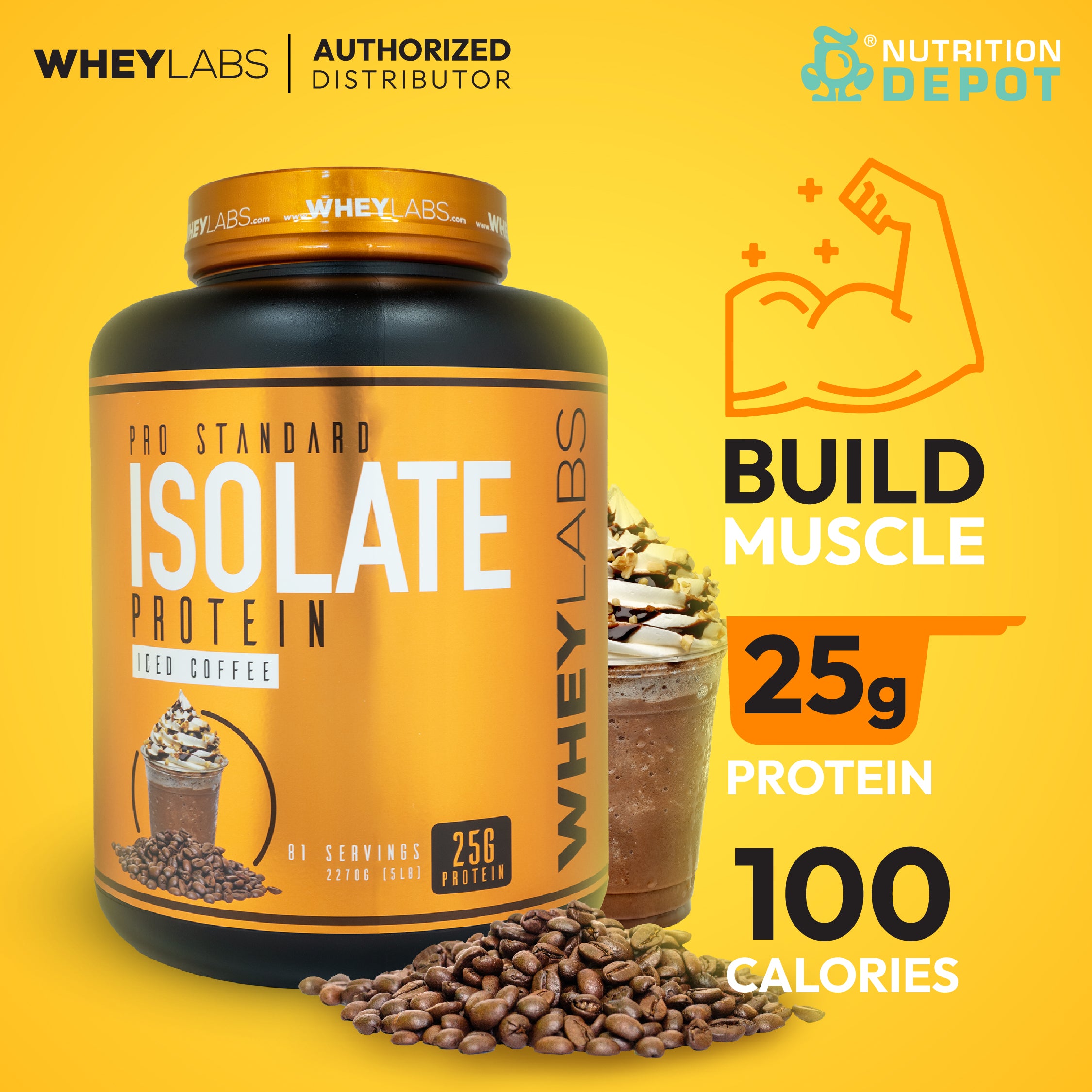 Whey Labs 100% Isolate Whey Protein 5lbs- Iced Coffee เวย์โปรตีนไอโซเลตเสริมสร้างกล้ามเนื้อ