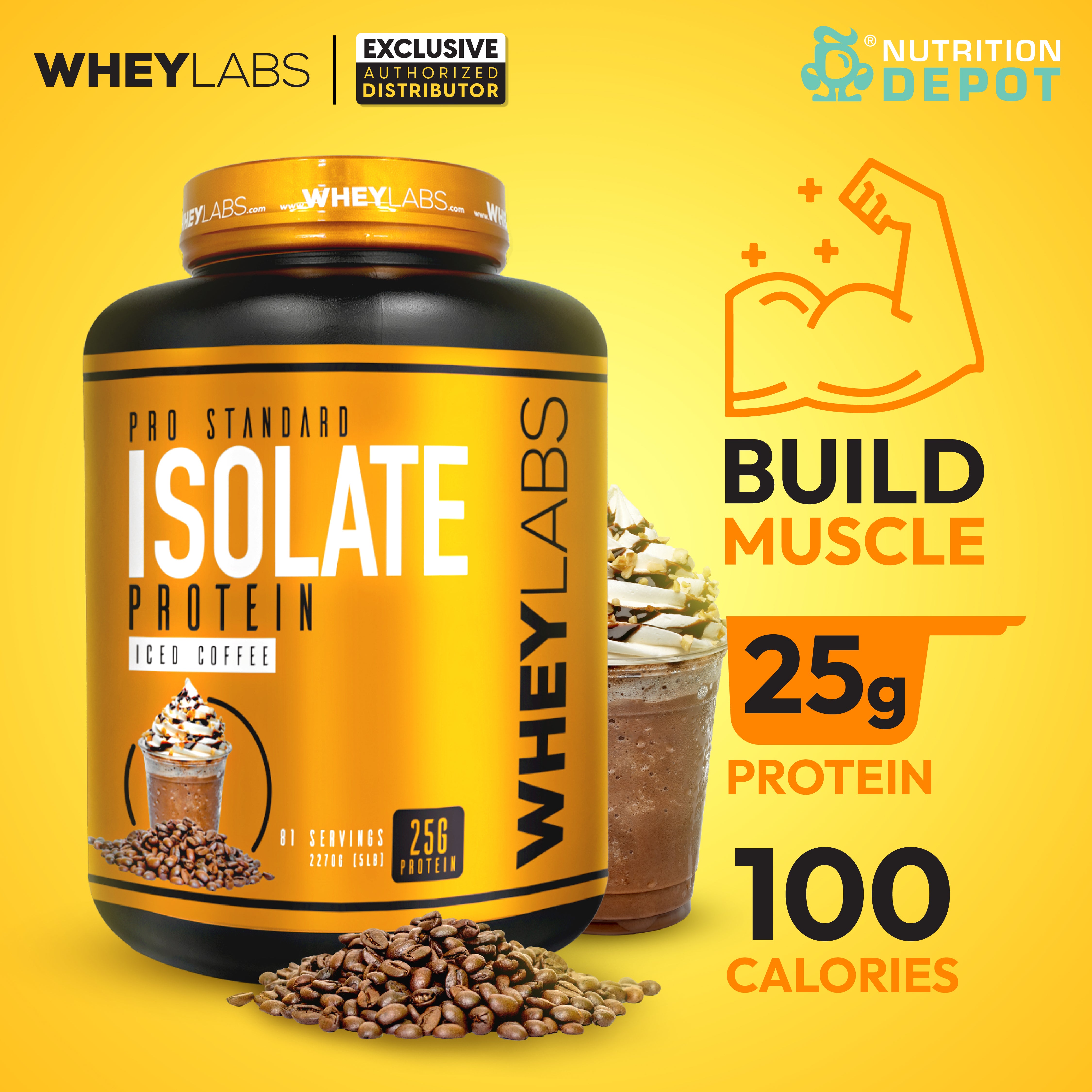 Whey Labs 100% Isolate Whey Protein 5lbs- Iced Coffee เวย์โปรตีนไอโซเลตเสริมสร้างกล้ามเนื้อ