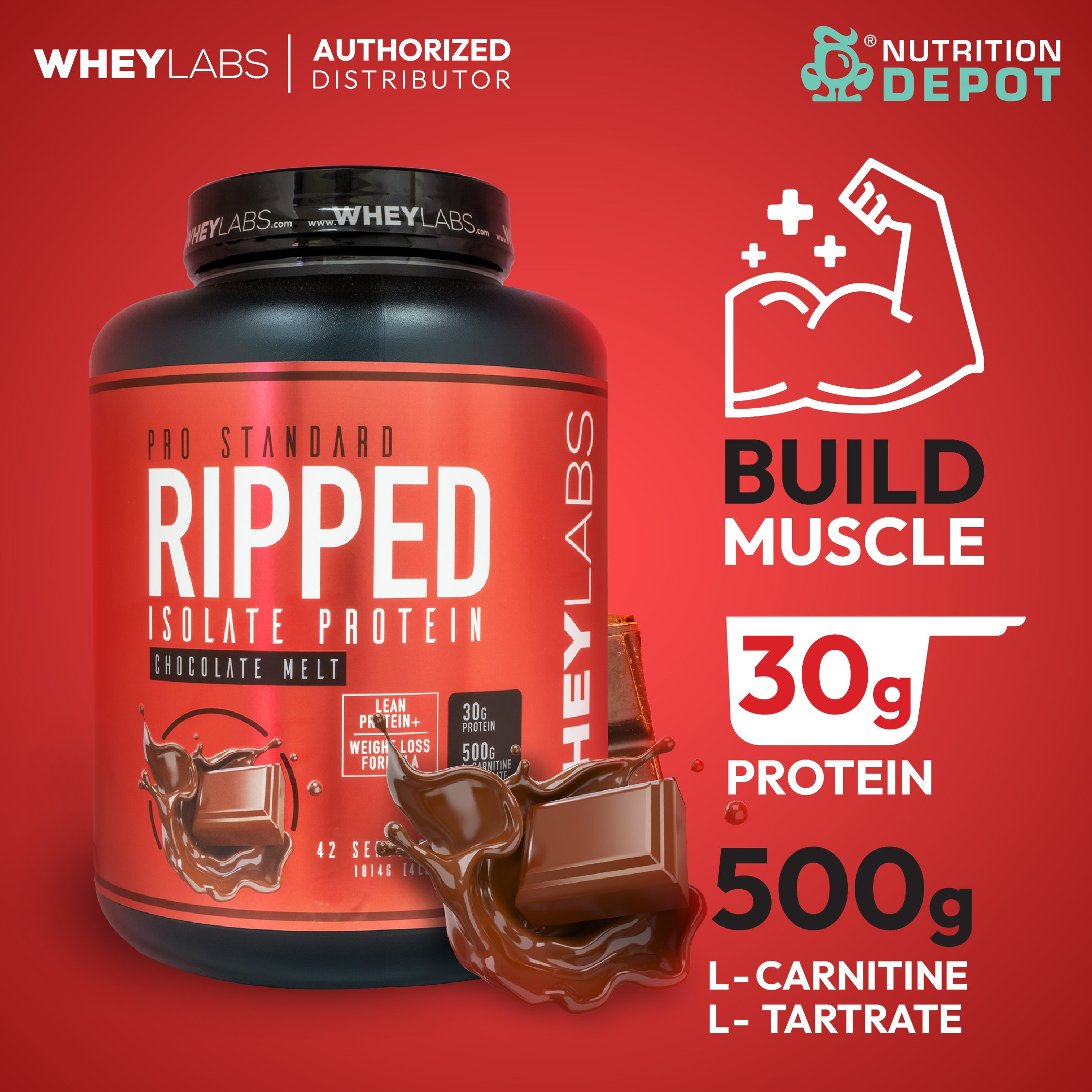 Whey Labs Ripped Isolate Whey Protein 4lbs - Chocolate Melt เวย์โปรตีนลดไขมัน เสริมสร้างกล้ามเนื้อ