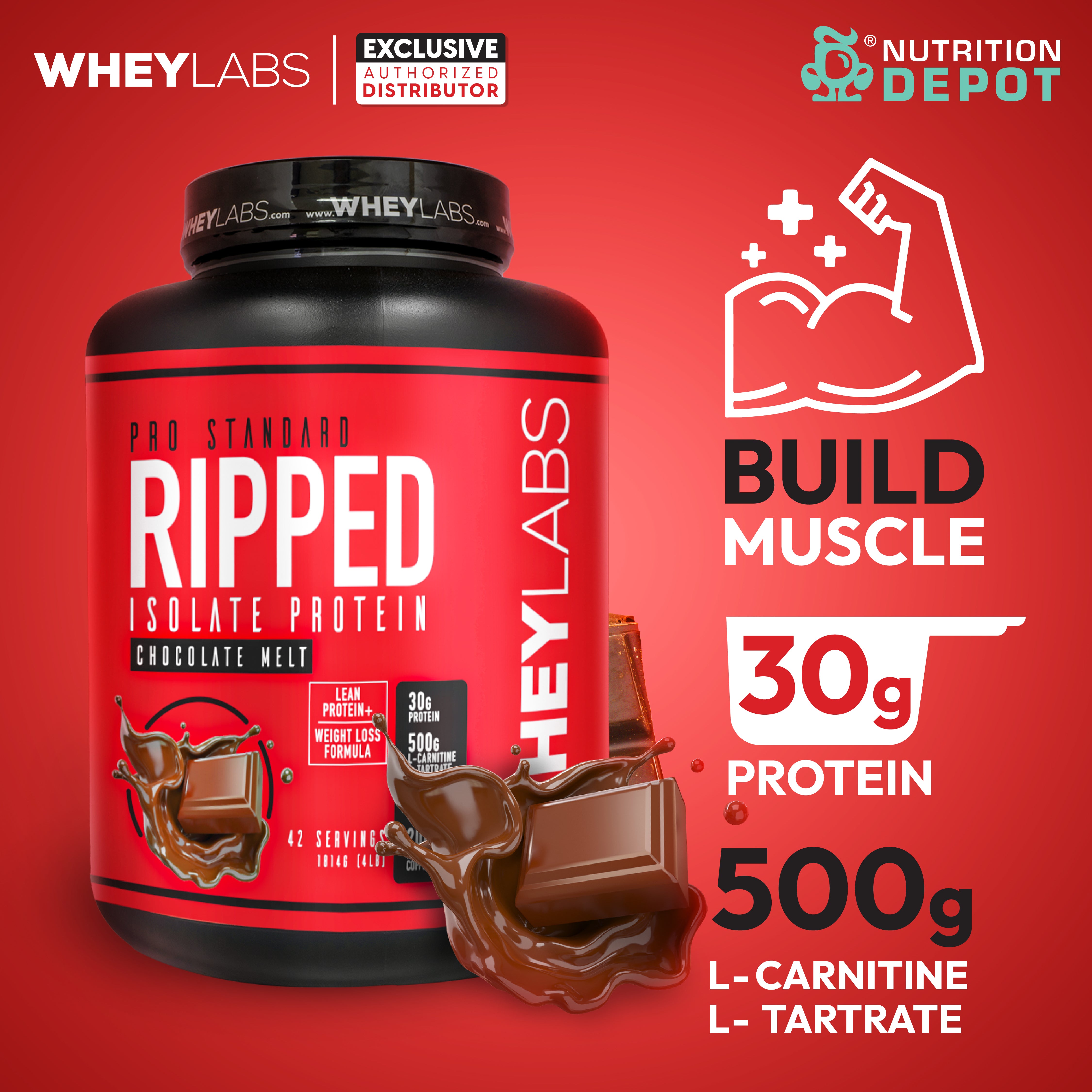 Whey Labs Ripped Isolate Whey Protein 4lbs - Chocolate Melt เวย์โปรตีนลดไขมัน เสริมสร้างกล้ามเนื้อ