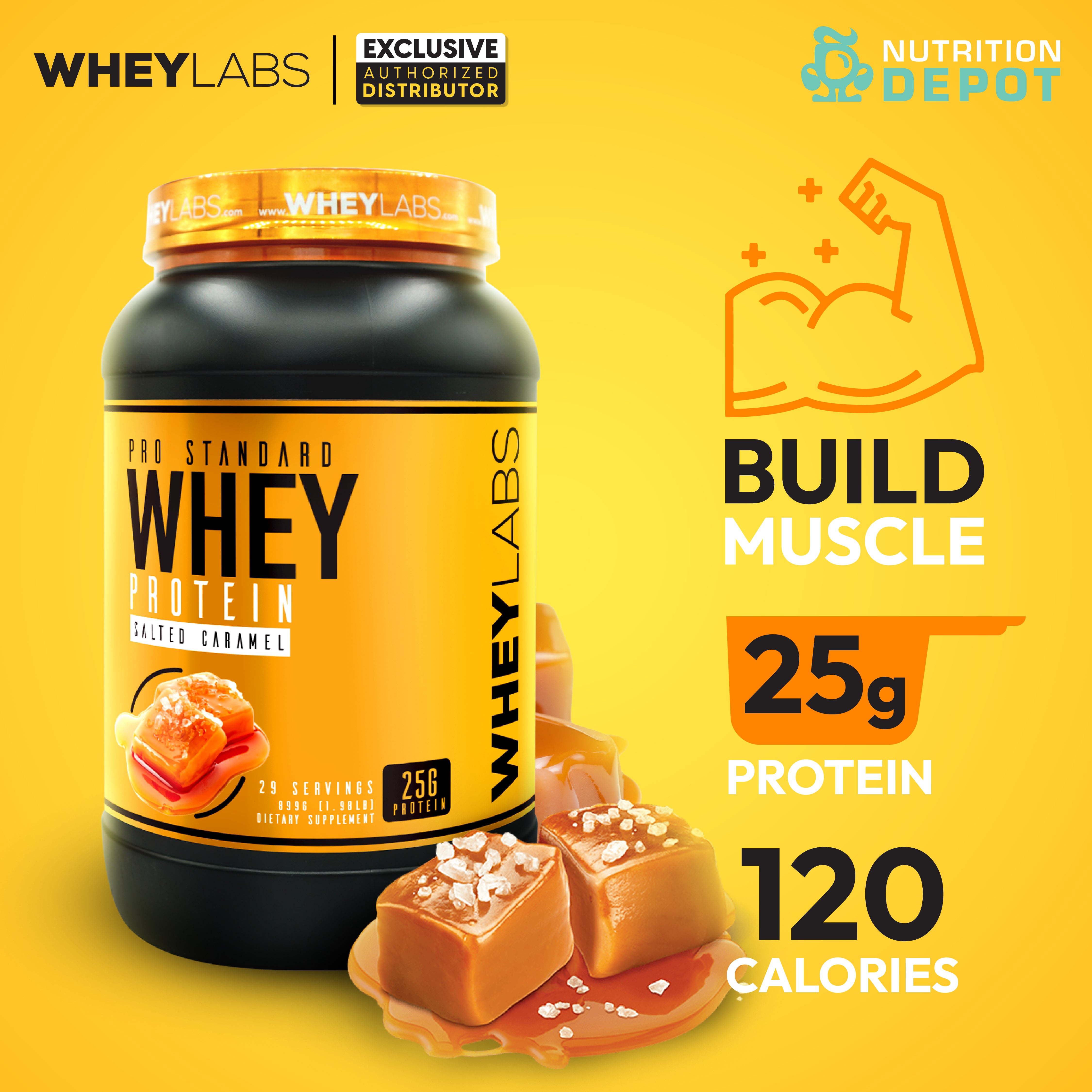 Whey Labs 100% Whey Protein 2 lbs - Salted Caramel เวย์โปรตีนเสริมสร้างกล้ามเนื้อ