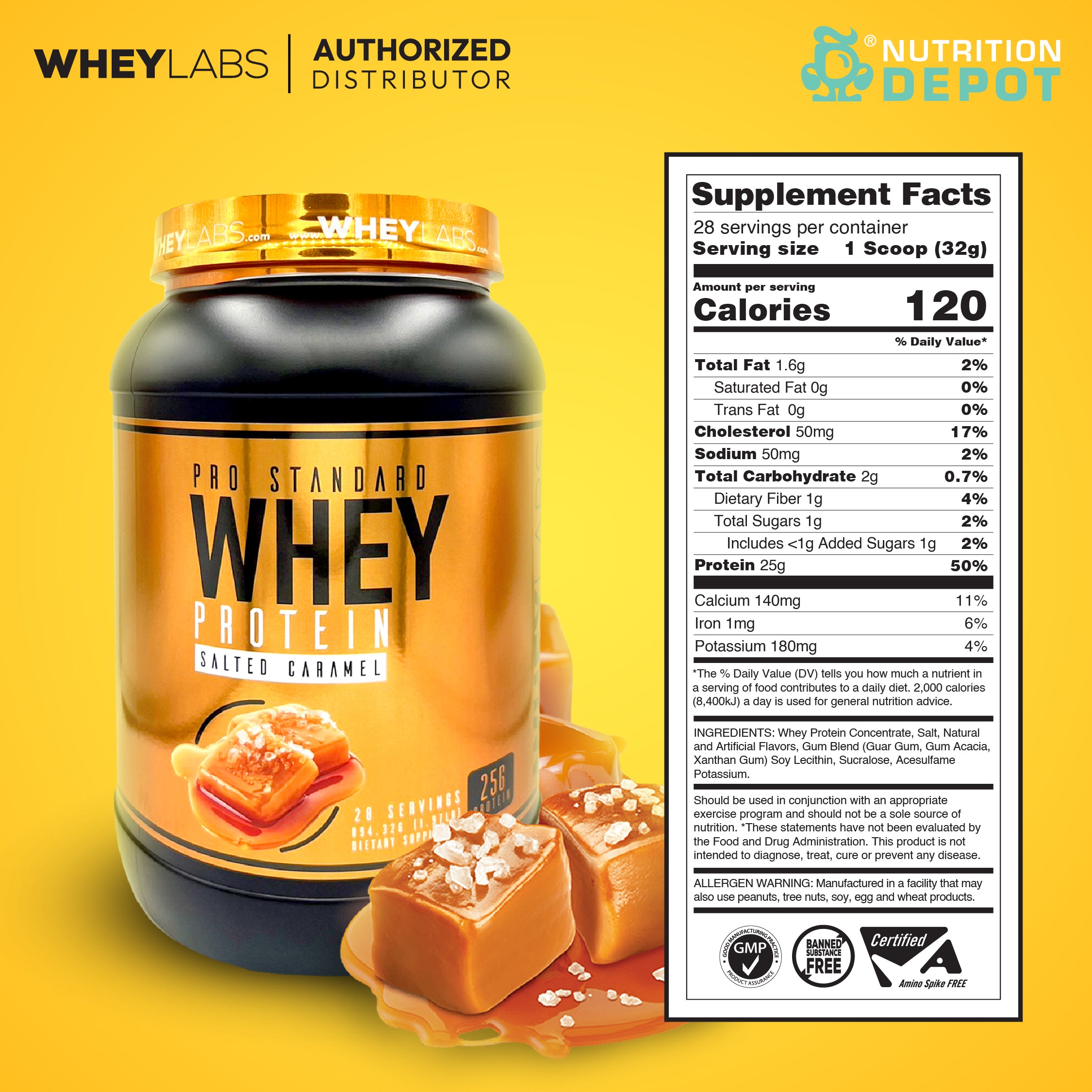 Whey Labs 100% Whey Protein 2 lbs - Salted Caramel เวย์โปรตีนเสริมสร้างกล้ามเนื้อ