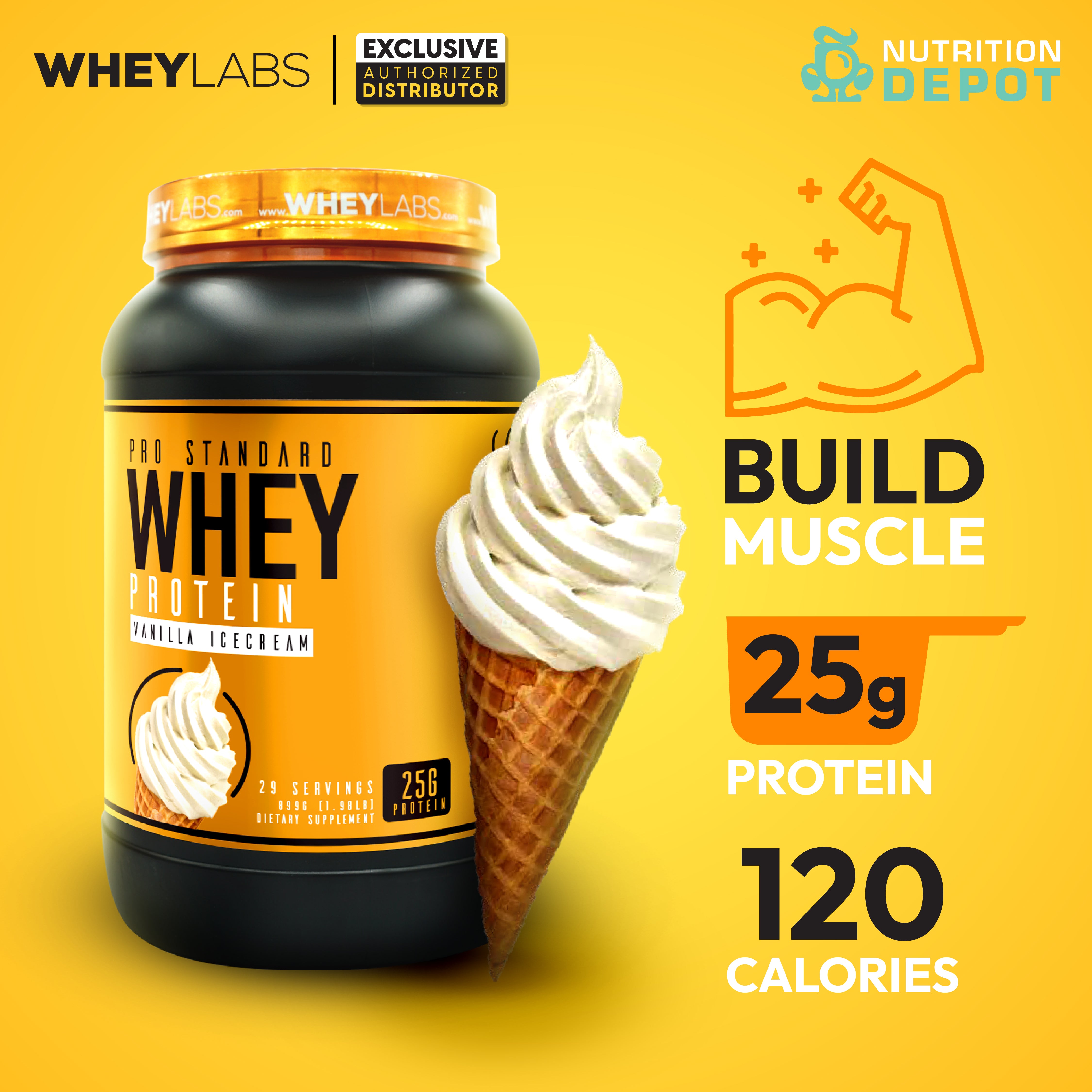 Whey Labs 100% Whey Protein 2 lbs - Vanilla Ice Cream เวย์โปรตีนเสริมสร้างกล้ามเนื้อ