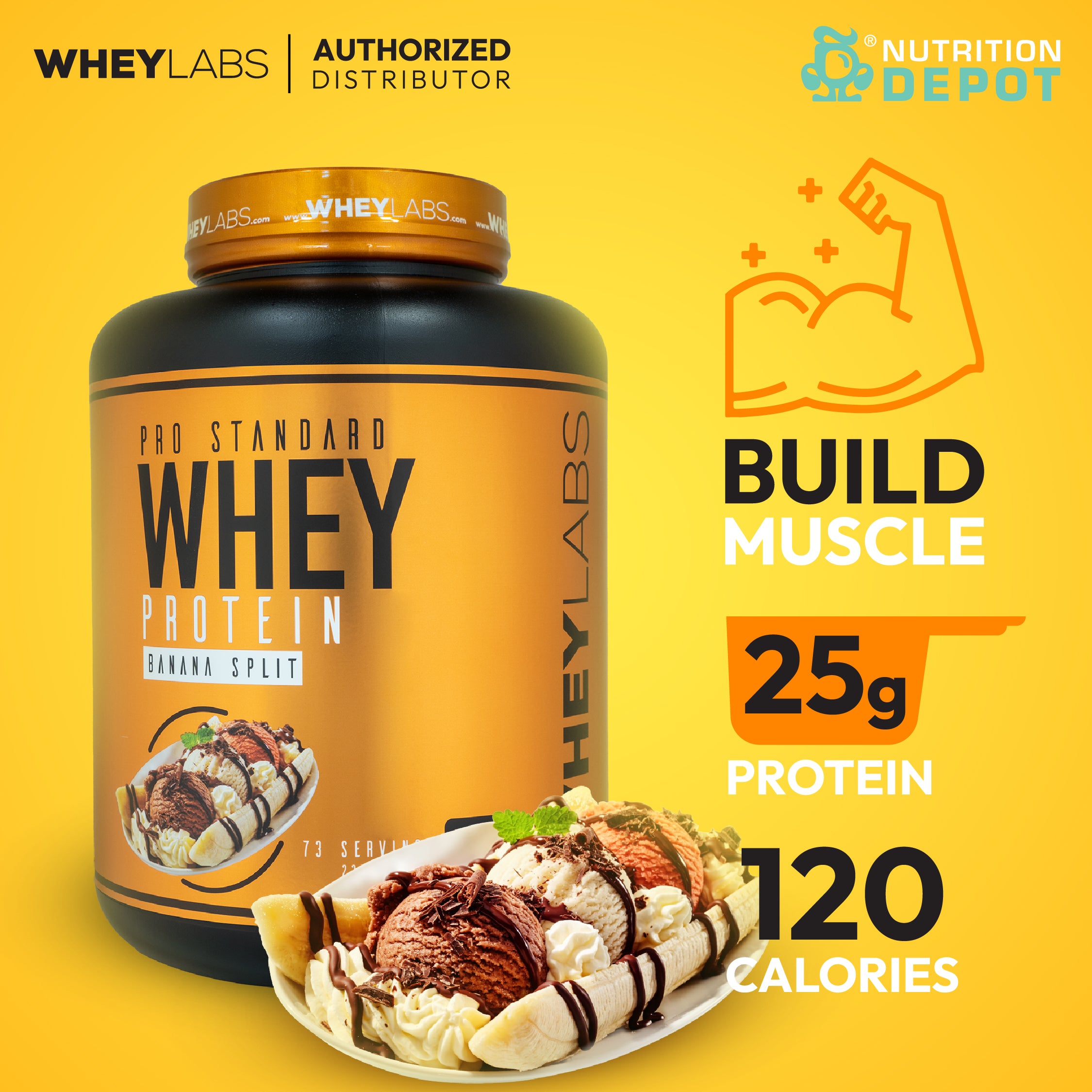 Whey Labs 100% Whey Protein 5lbs - Banana Split เวย์โปรตีนเสริมสร้างกล้ามเนื้อ