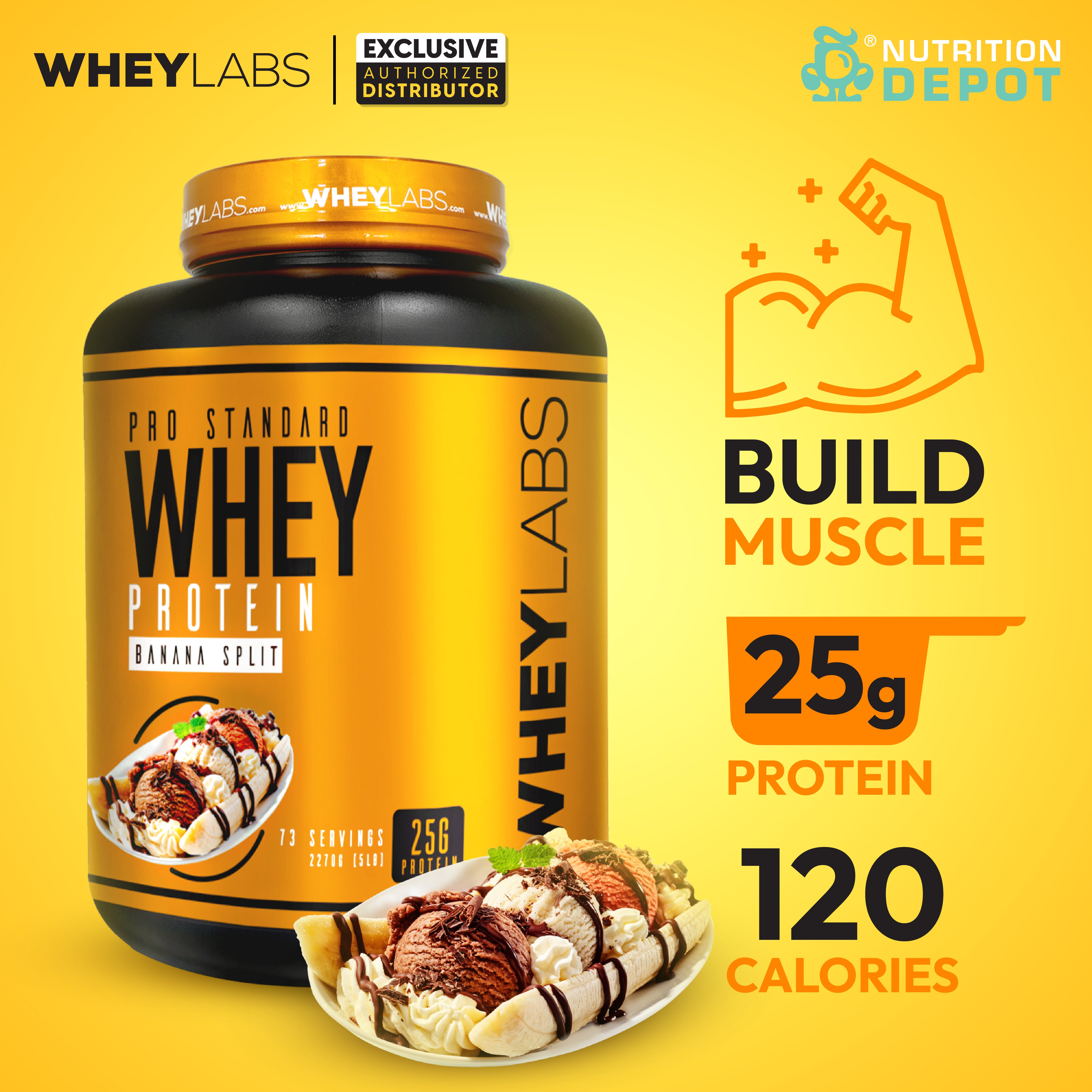 Whey Labs 100% Whey Protein 5lbs - Banana Split เวย์โปรตีนเสริมสร้างกล้ามเนื้อ