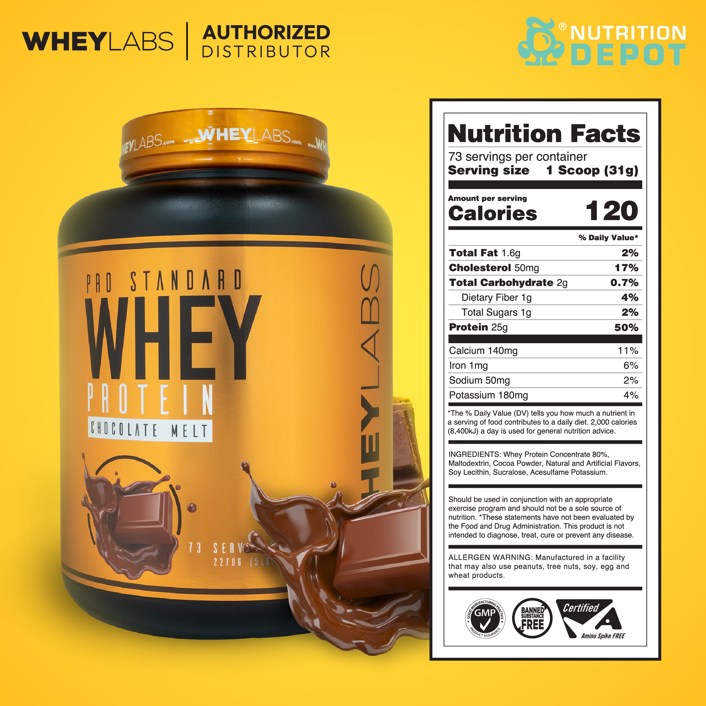 Whey Labs 100% Whey Protein 5 lbs- Chocolate Melt เวย์โปรตีนเสริมสร้างกล้ามเนื้อ