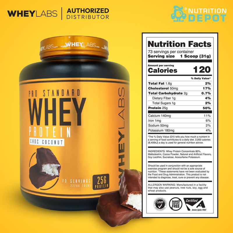 Whey Labs 100% Whey Protein 5lbs - Choc Coconut เวย์โปรตีนเสริมสร้างกล้ามเนื้อ