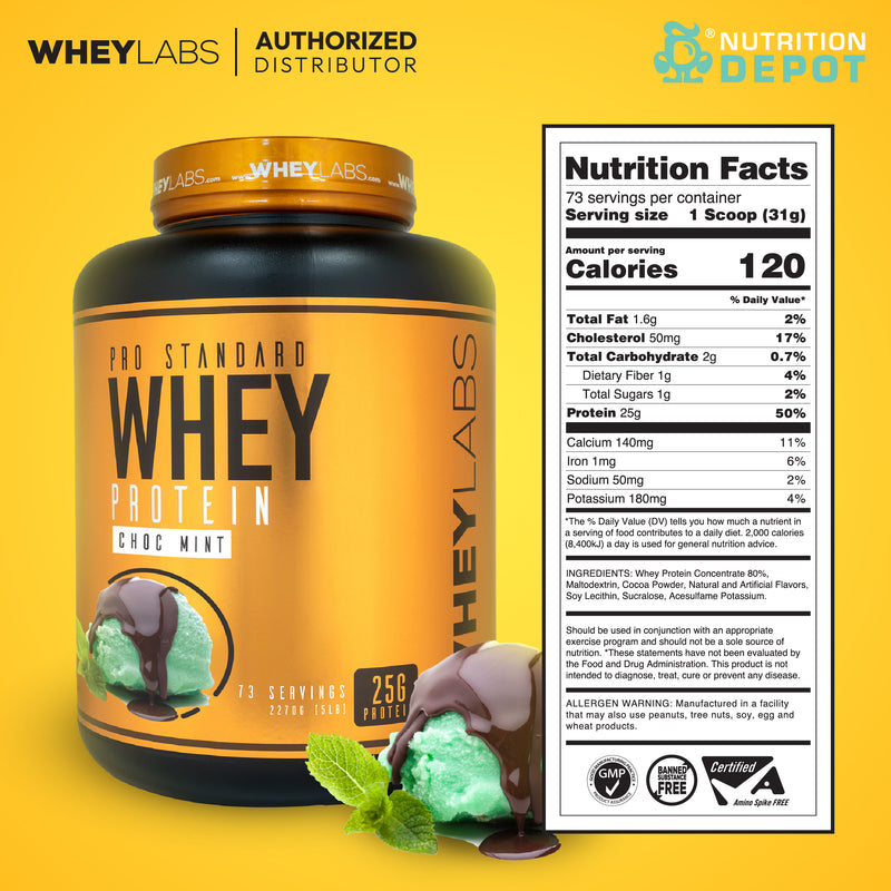 Whey Labs 100% Whey Protein 5lbs - Choc Mint เวย์โปรตีนเสริมสร้างกล้ามเนื้อ