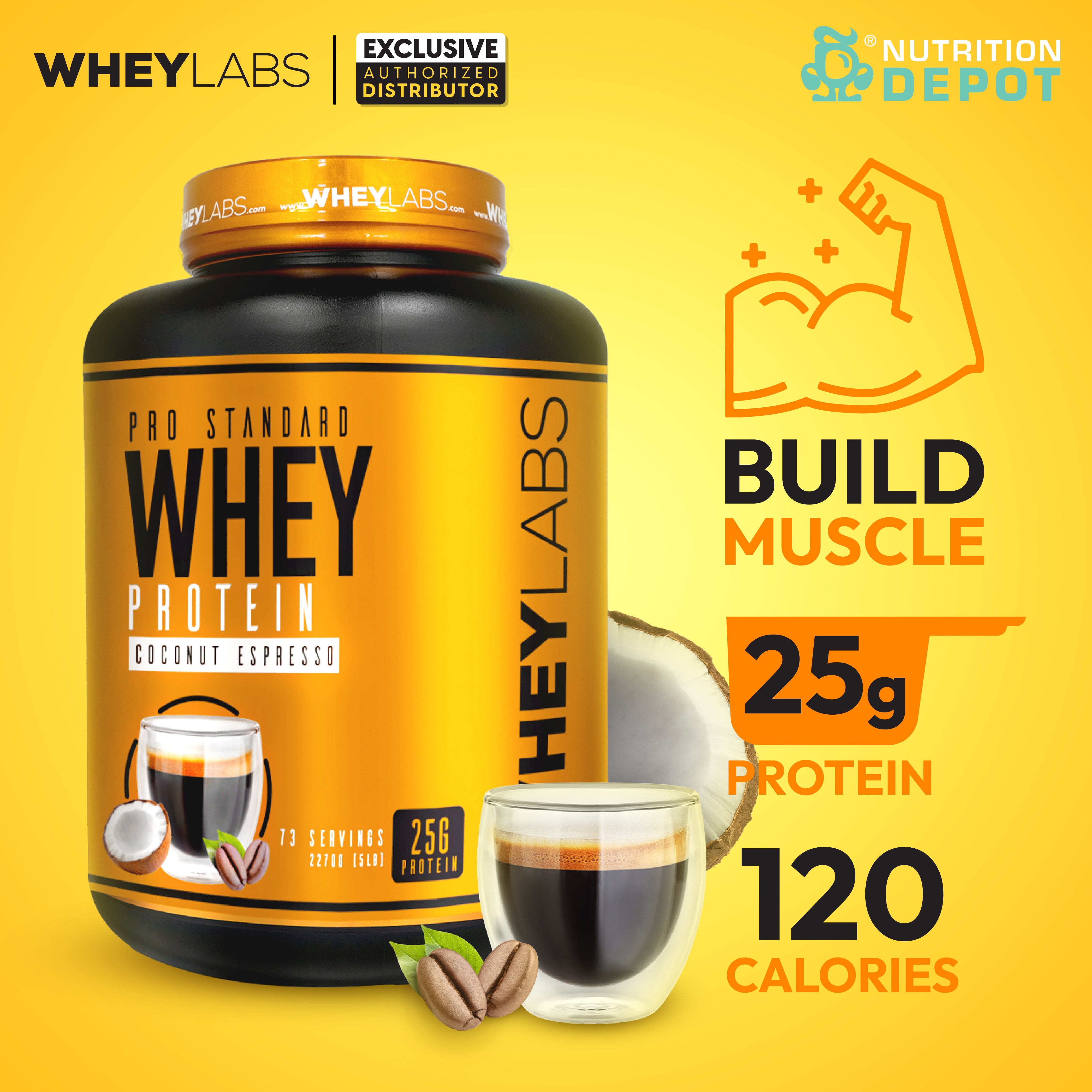 Whey Labs 100% Whey Protein 5lbs - Coconut Espresso เวย์โปรตีนเสริมสร้างกล้ามเนื้อ