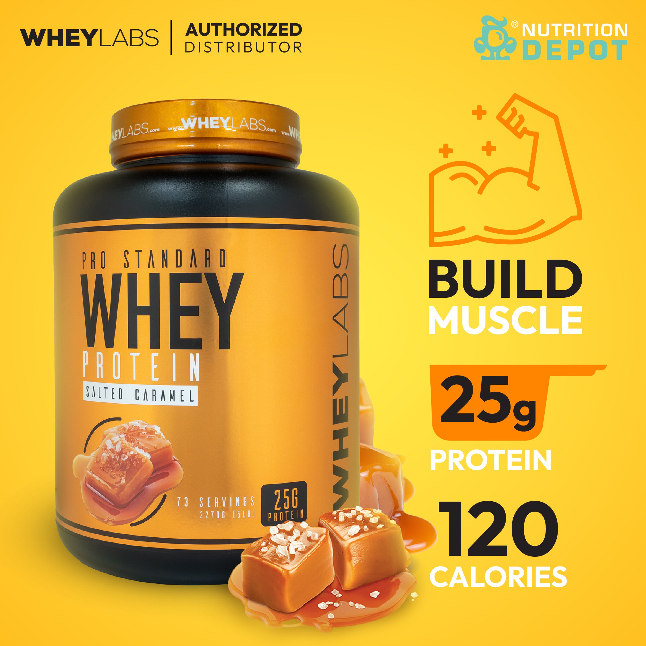 Whey Labs 100% Whey Protein 5 lbs - Salted Caramel เวย์โปรตีนเสริมสร้างกล้ามเนื้อ