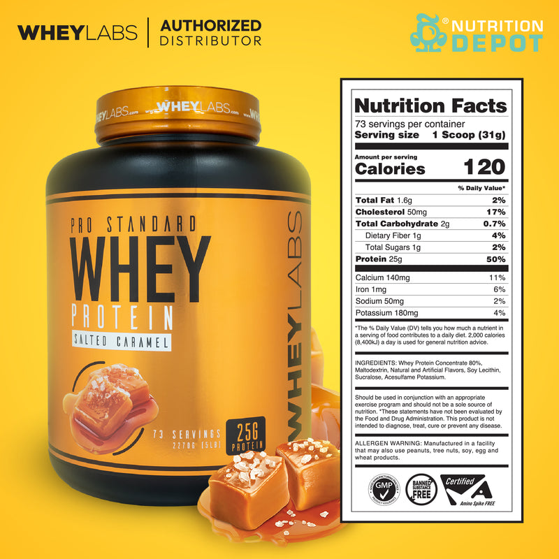 Whey Labs 100% Whey Protein 5 lbs - Salted Caramel เวย์โปรตีนเสริมสร้างกล้ามเนื้อ