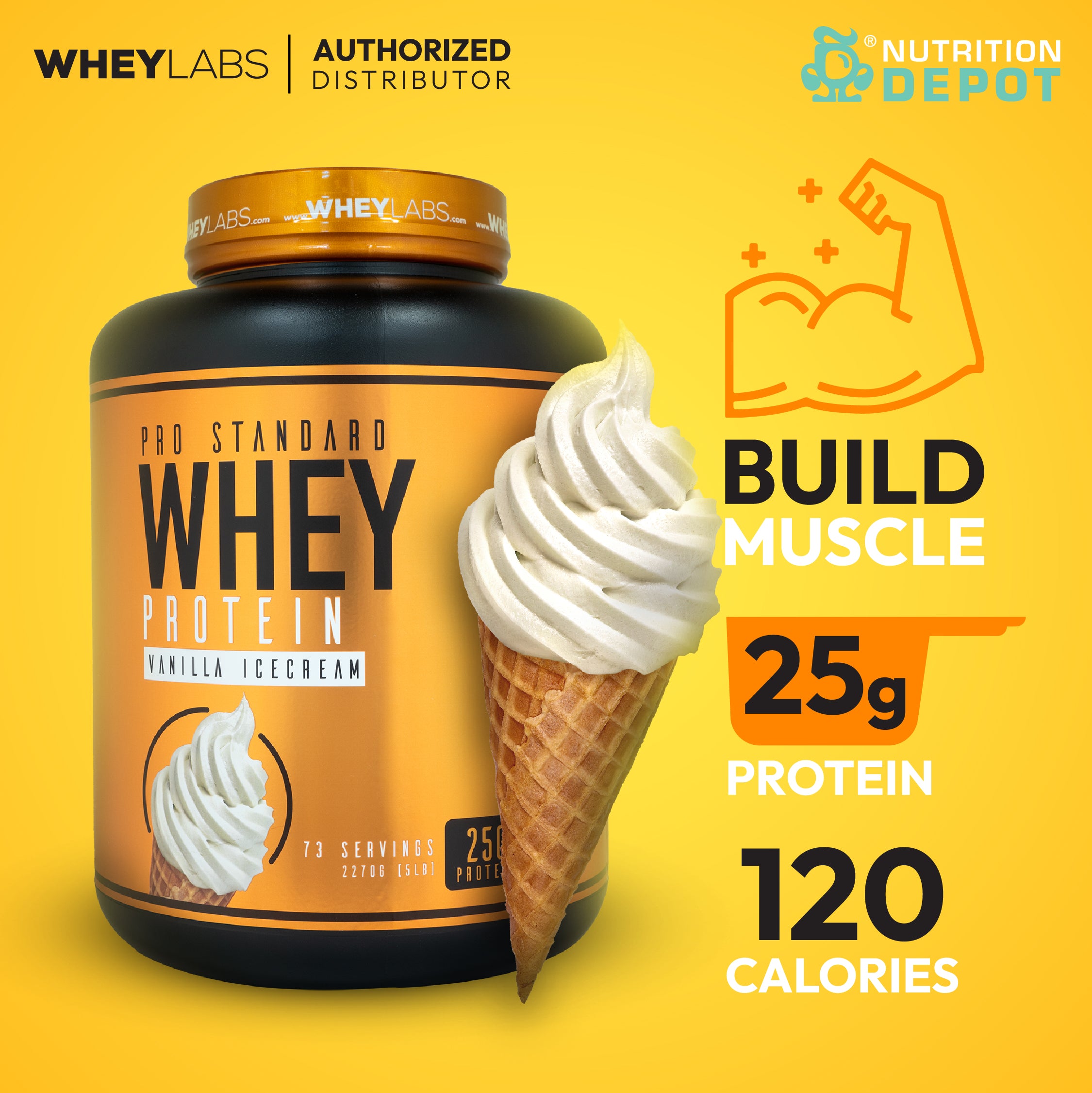 Whey Labs 100% Whey Protein 5 lbs - Vanilla Ice Cream เวย์โปรตีนเสริมสร้างกล้ามเนื้อ