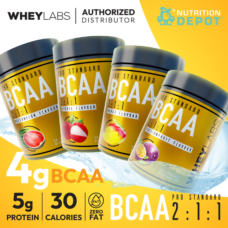 Whey Labs BCAA + Electrolytes - Passionfruit 50 Servings กรดอะมิโนป้องกันการสลายตัวของกล้ามเนื้อ