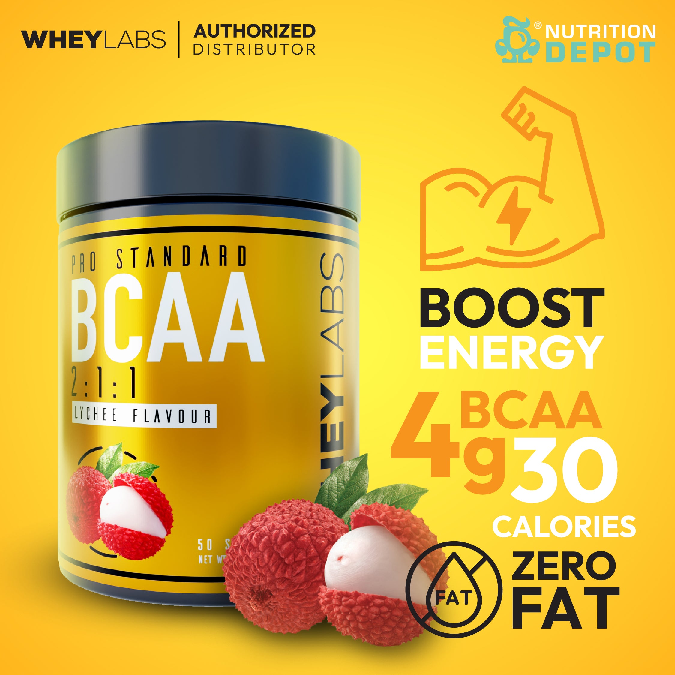 Whey Labs BCAA + Electrolytes - Lychee 50 Servings กรดอะมิโนป้องกันการสลายตัวของกล้ามเนื้อ