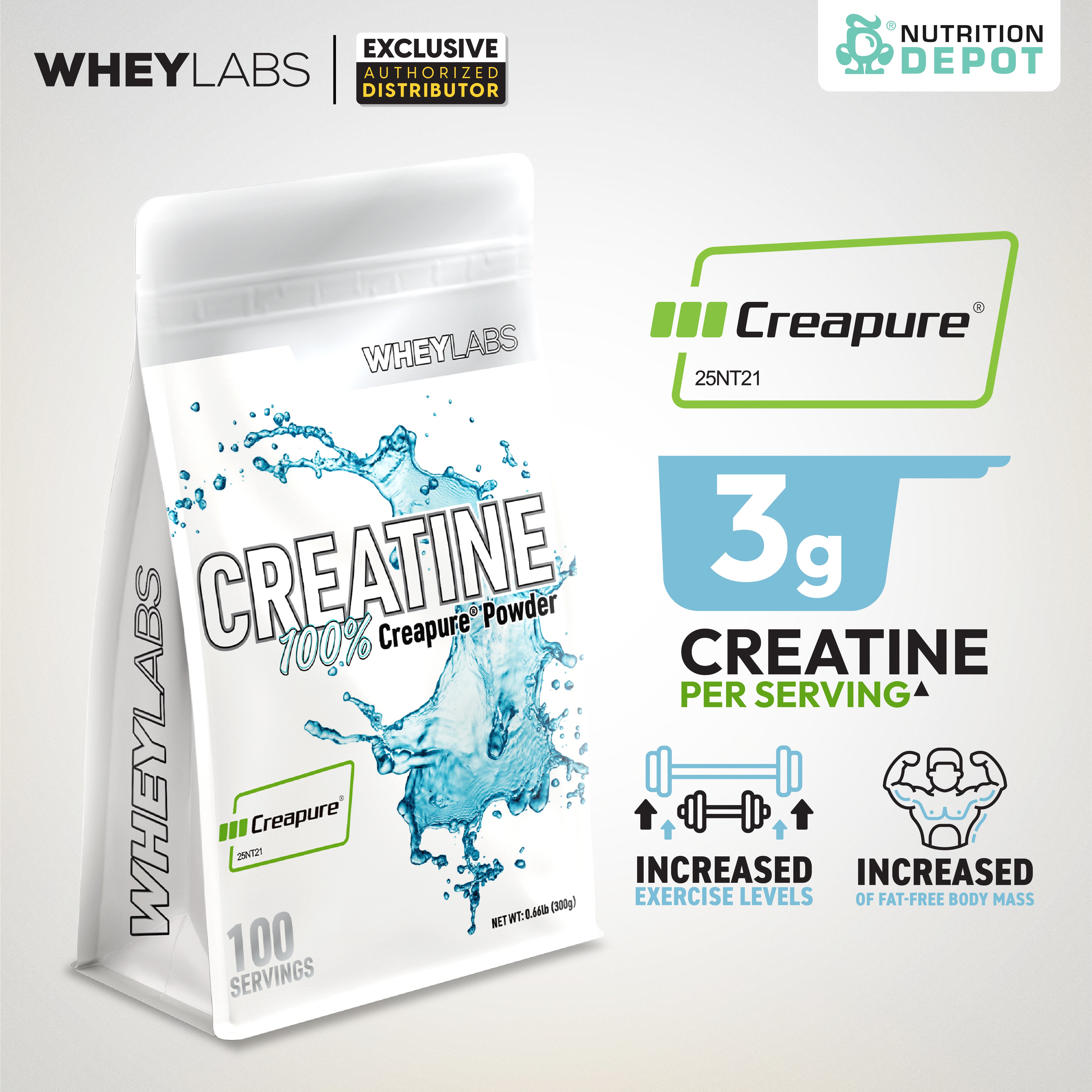 Whey Labs Creatine creapure 300g กรดอะมิโนเพิ่มพลังให้กล้ามเนื้อ