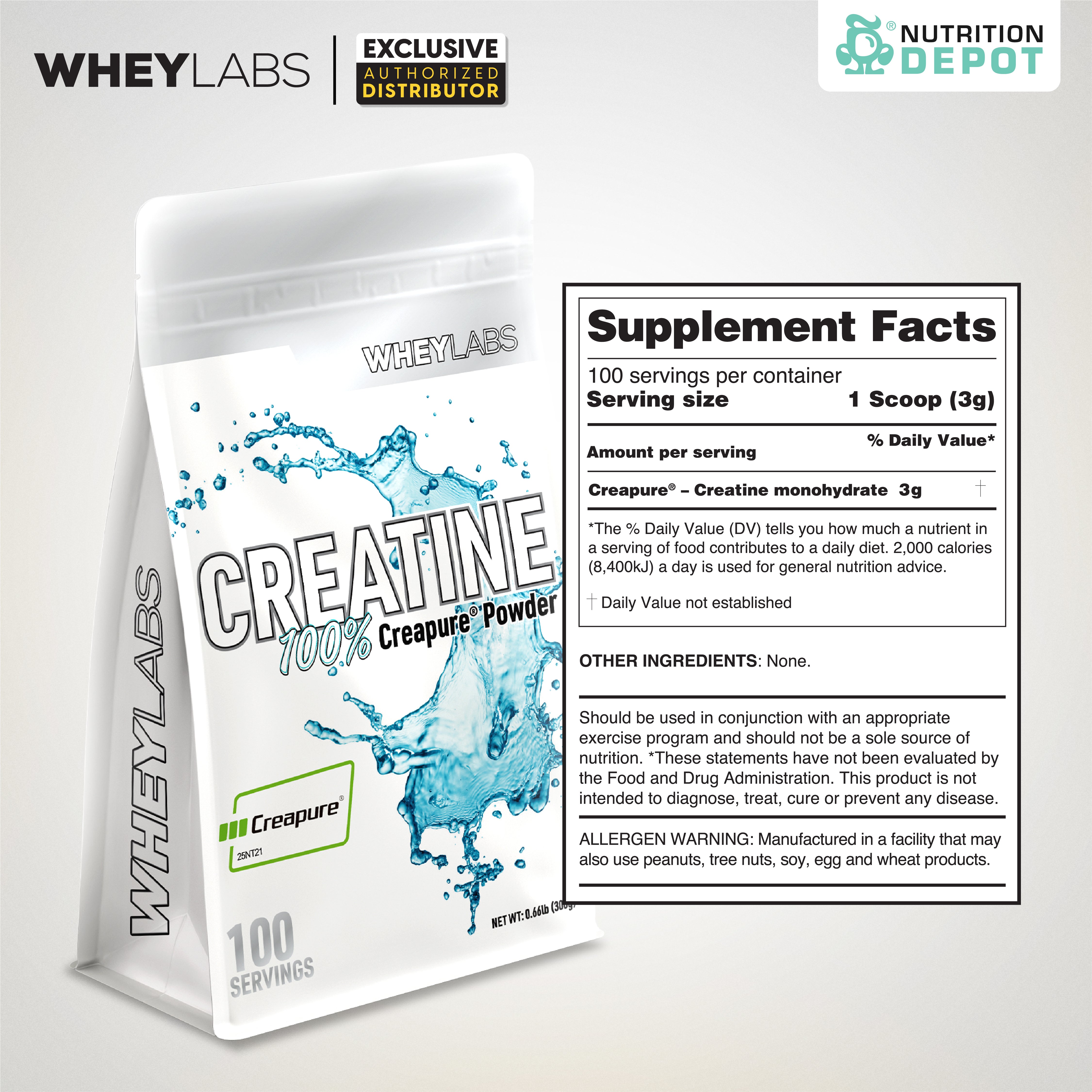 Whey Labs Creatine creapure 300g กรดอะมิโนเพิ่มพลังให้กล้ามเนื้อ