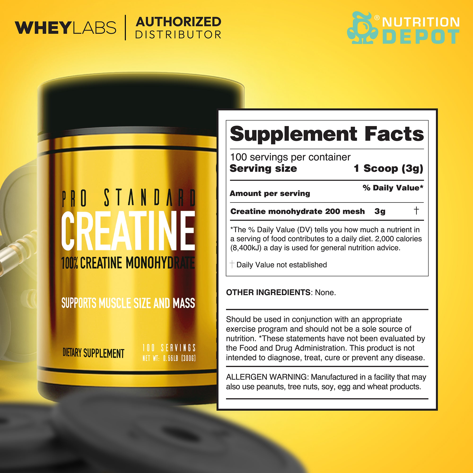 Whey Labs Pro Standard Creatine 300g กรดอะมิโนเพิ่มพลังให้กล้ามเนื้อ