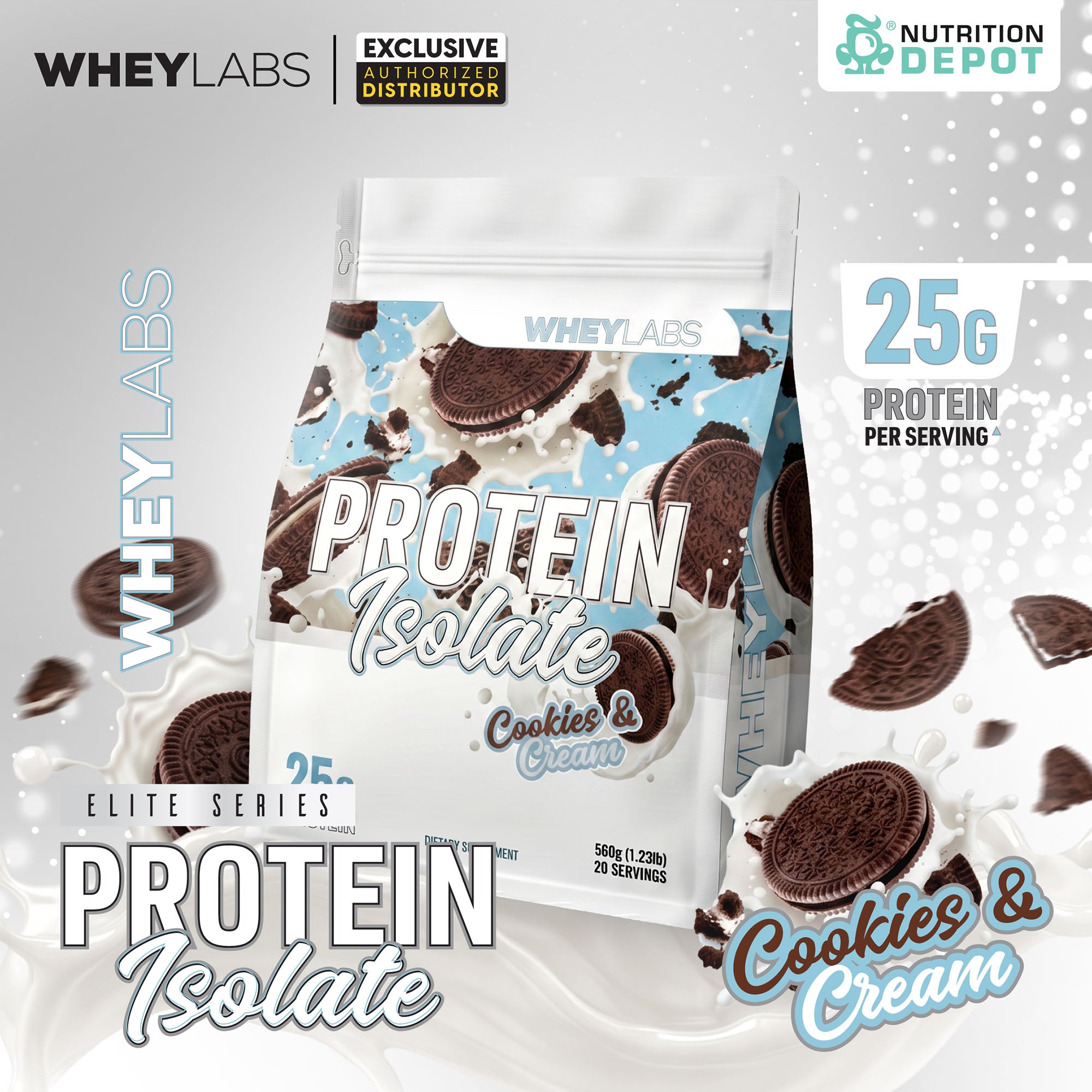 Whey Labs Elite Series Isolate Protein - Cookies & Cream 1.23 lb