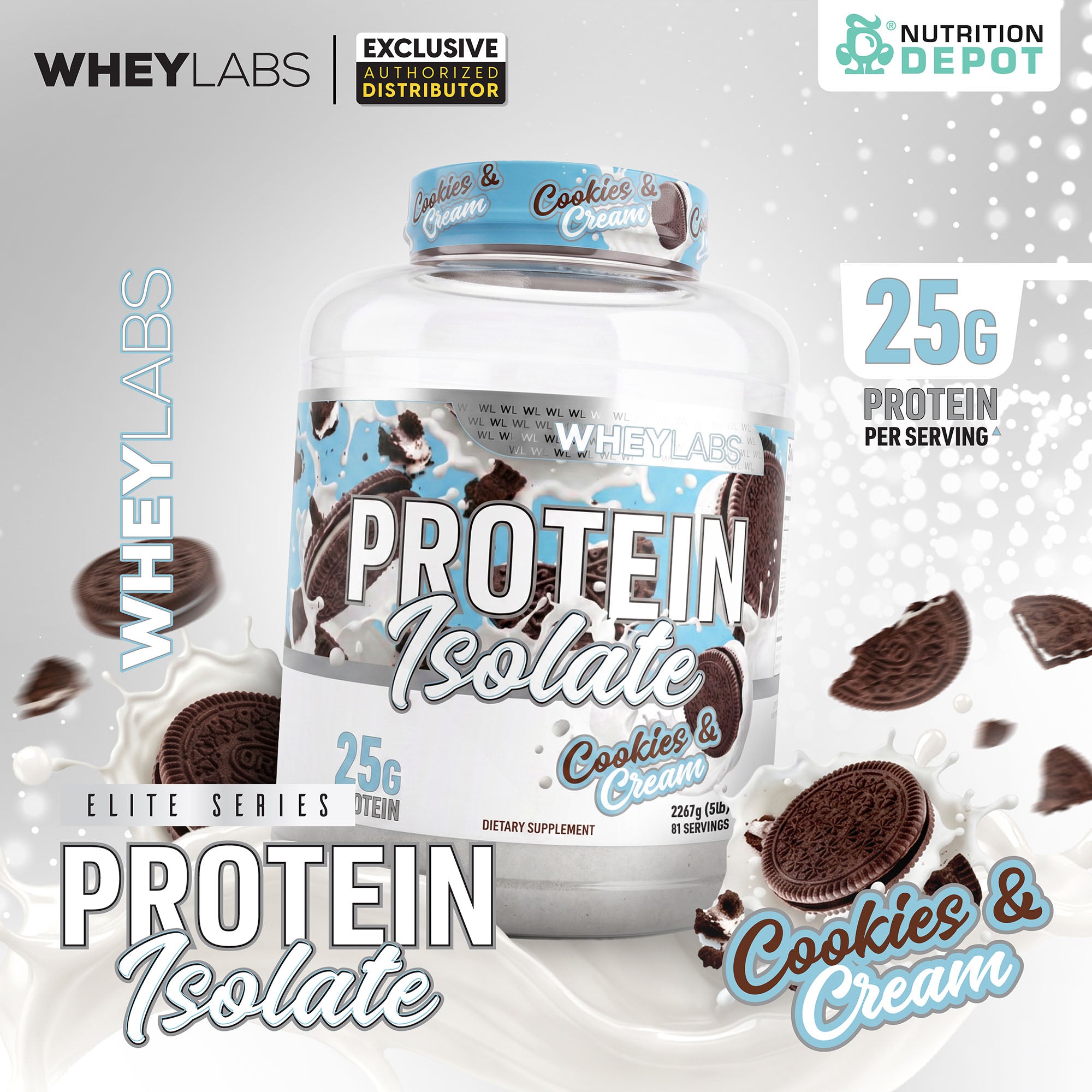 Whey Labs Elite Series Isolate Protein - Cookies & Cream 5 lb
