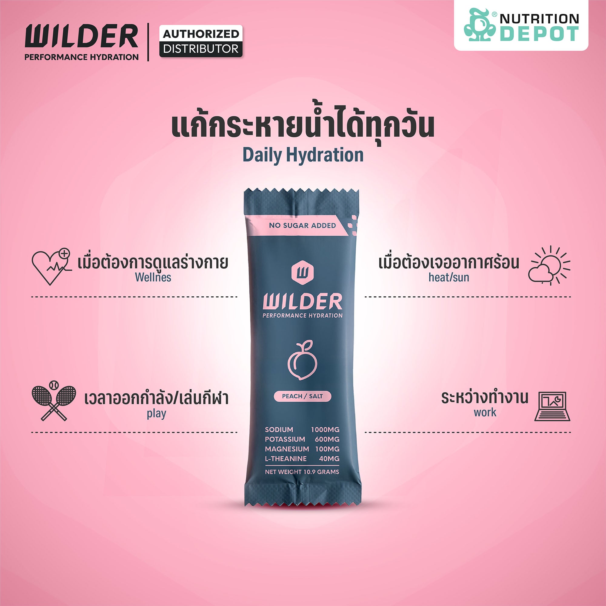 Wilder Performance Hydration - Peach & Salt 6 Sachet