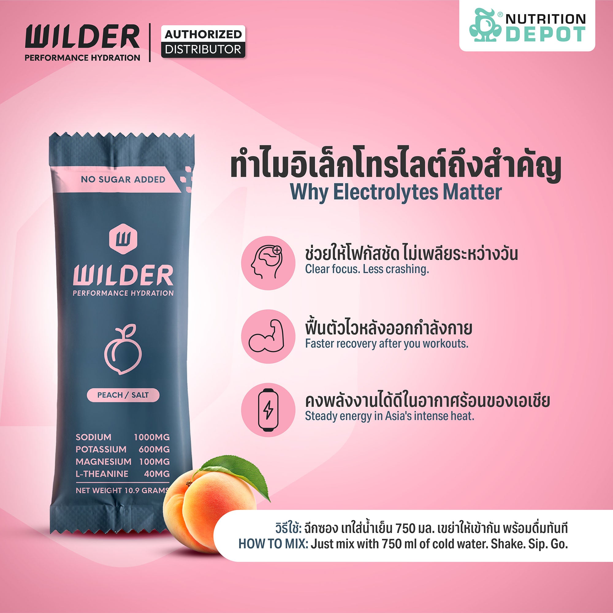 Wilder Performance Hydration - Peach & Salt 6 Sachet
