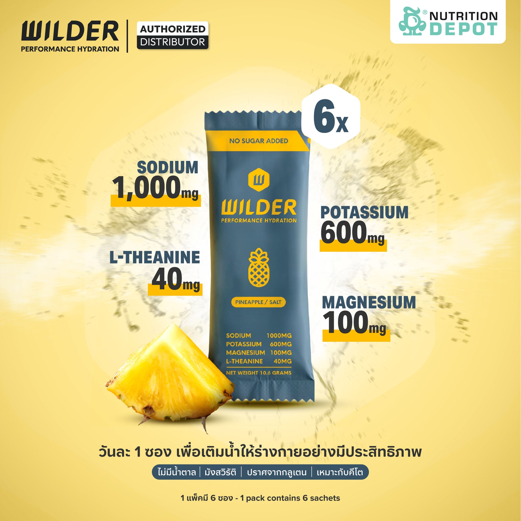 Wilder Performance Hydration - Pineapple & Salt 6 Sachet