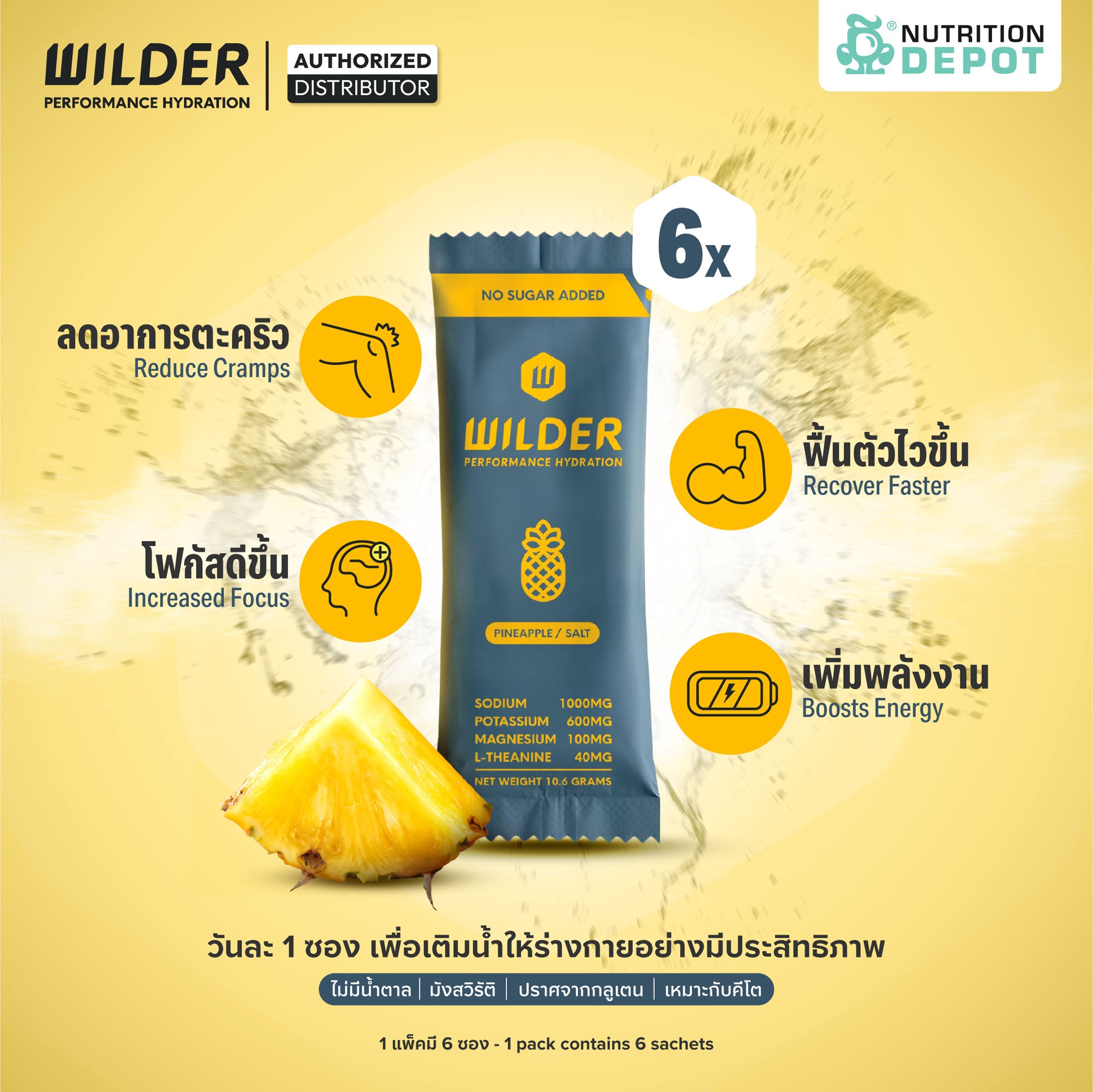 Wilder Performance Hydration - Pineapple & Salt 6 Sachet