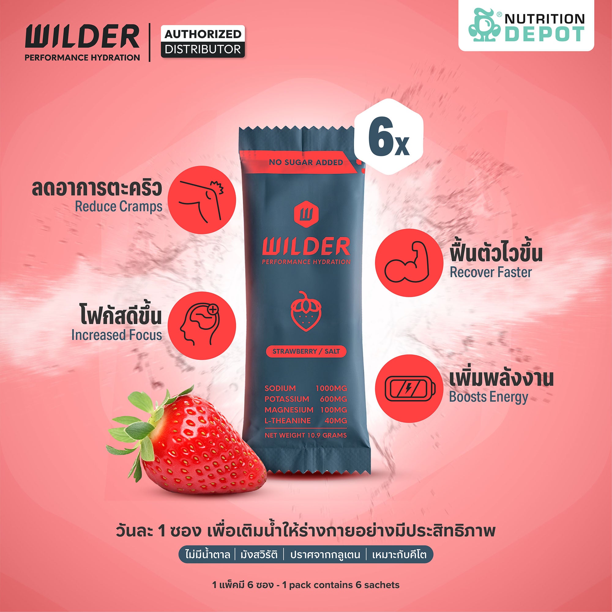 Wilder Performance Hydration - Strawberry & Salt 6 Sachet