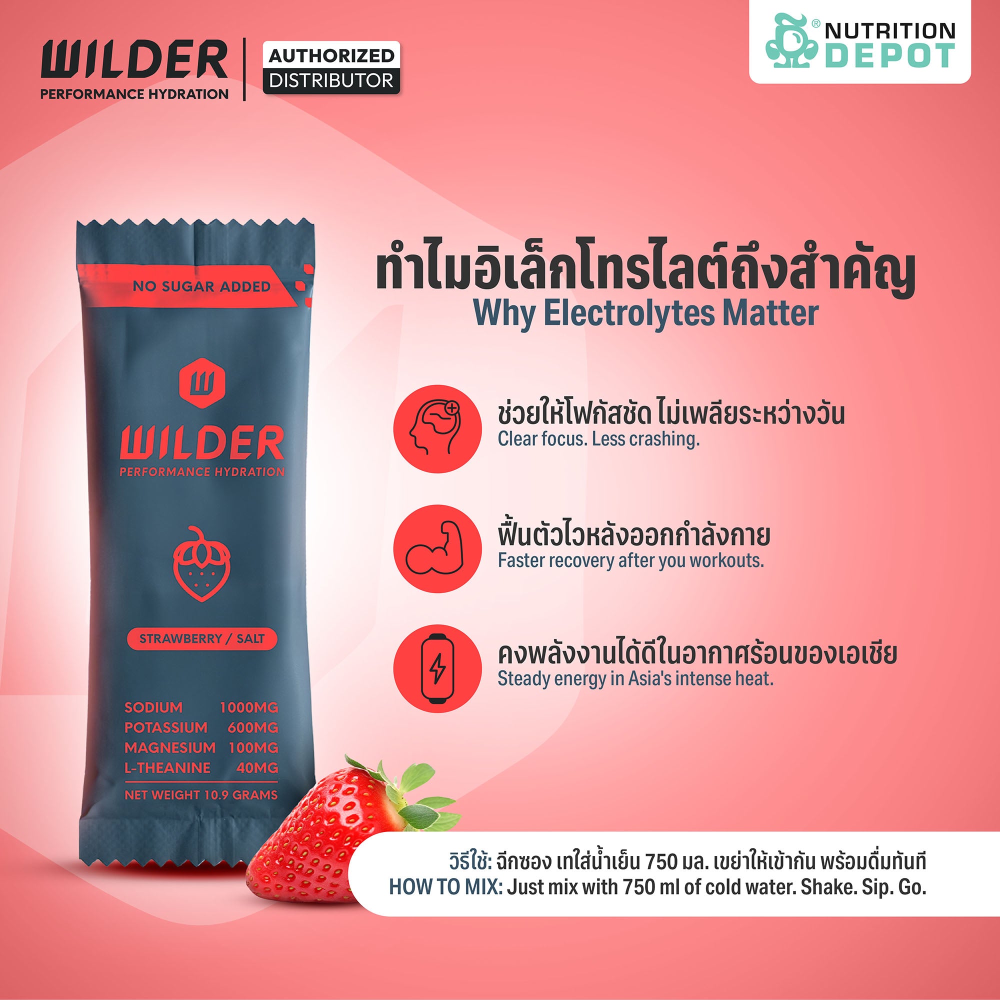 Wilder Performance Hydration - Strawberry & Salt 6 Sachet