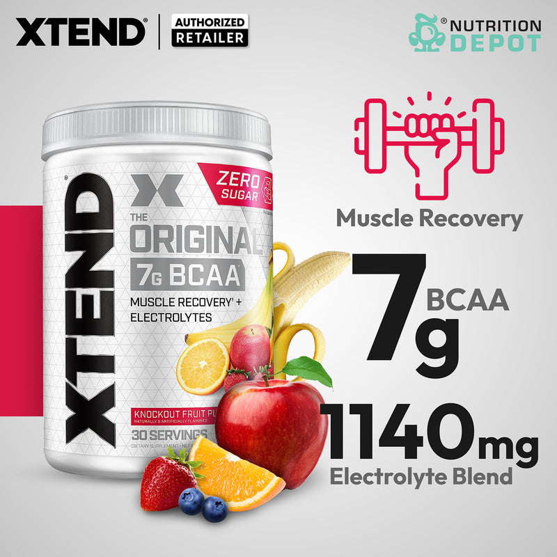 BBF.29/DEC/24 Scivation Xtend BCAA + Electrolytes - Knockout Fruit Punch 30srv กรดอะมิโนป้องกันกล้ามเนื้อสลายตัว