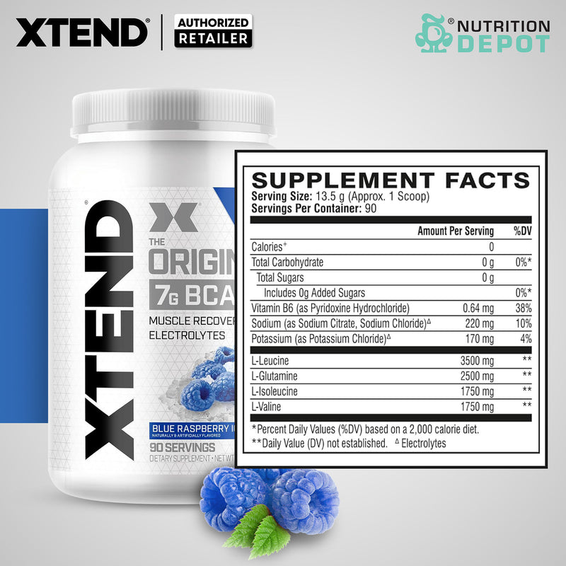 Scivation Xtend BCAA + Electrolytes - Blue Raspberry 90srv กรดอะมิโนป้องกันกล้ามเนื้อสลายตัว